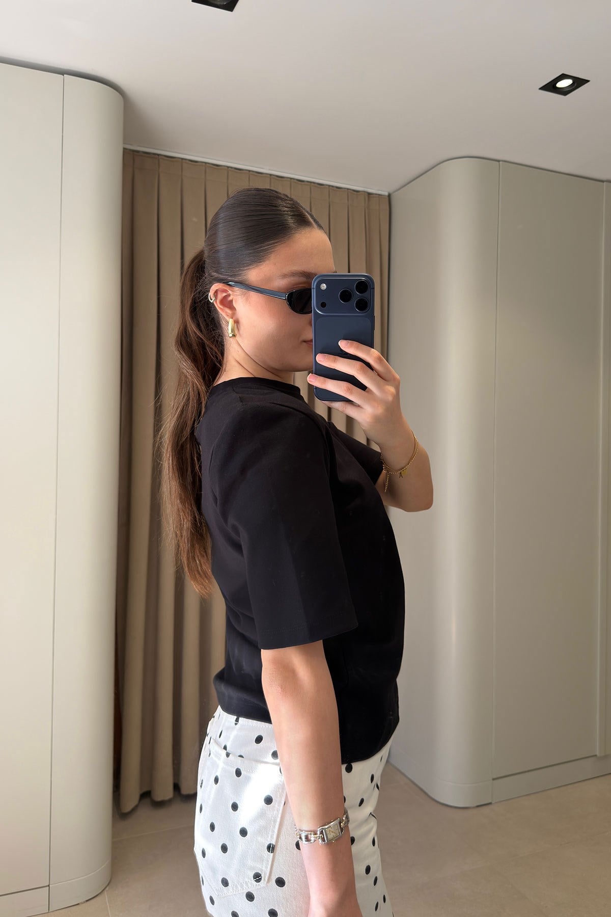 Omuz Vatkalı Premium T-shirt- SİYAH