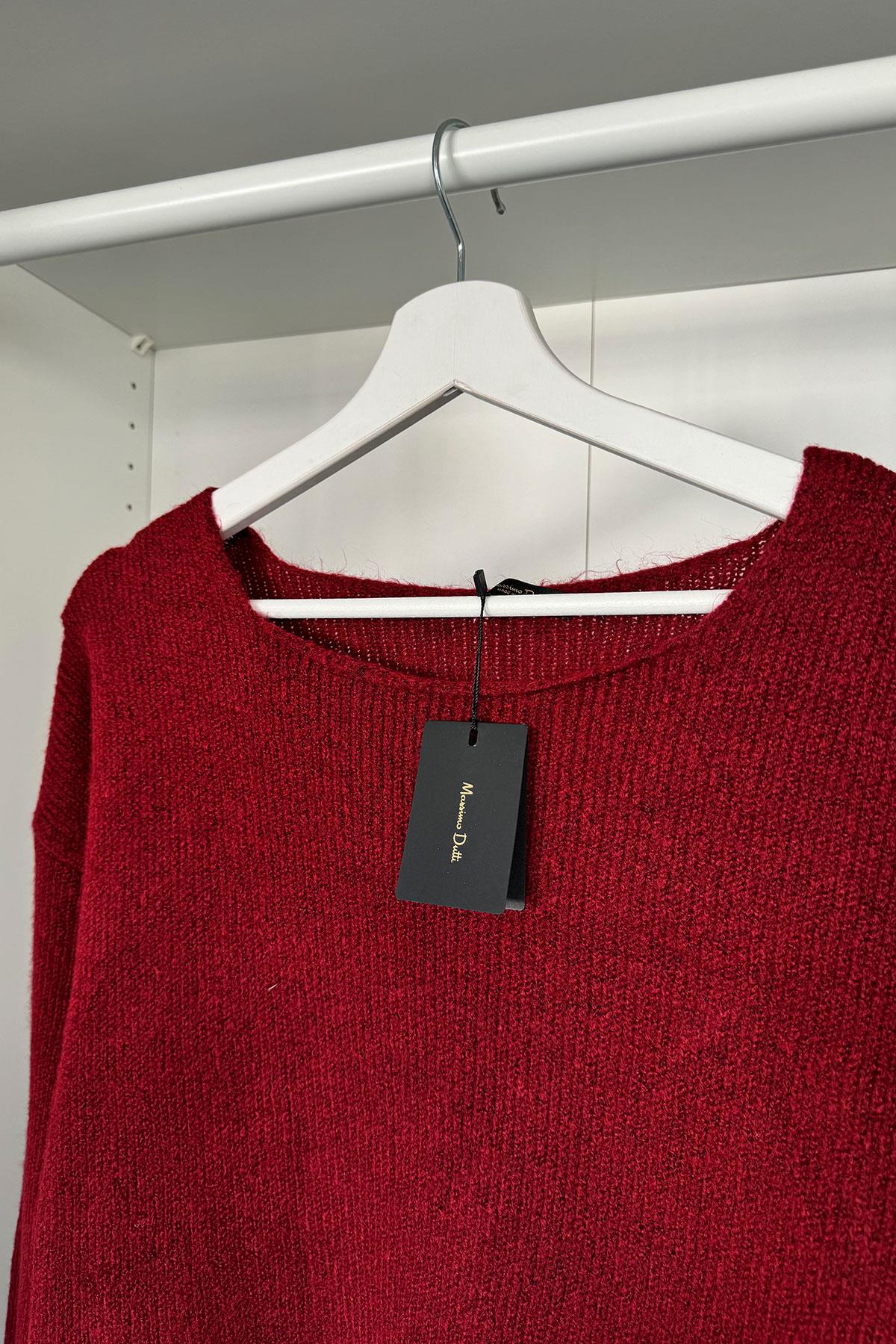 Oversize Orijinal Triko Kazak- BORDO