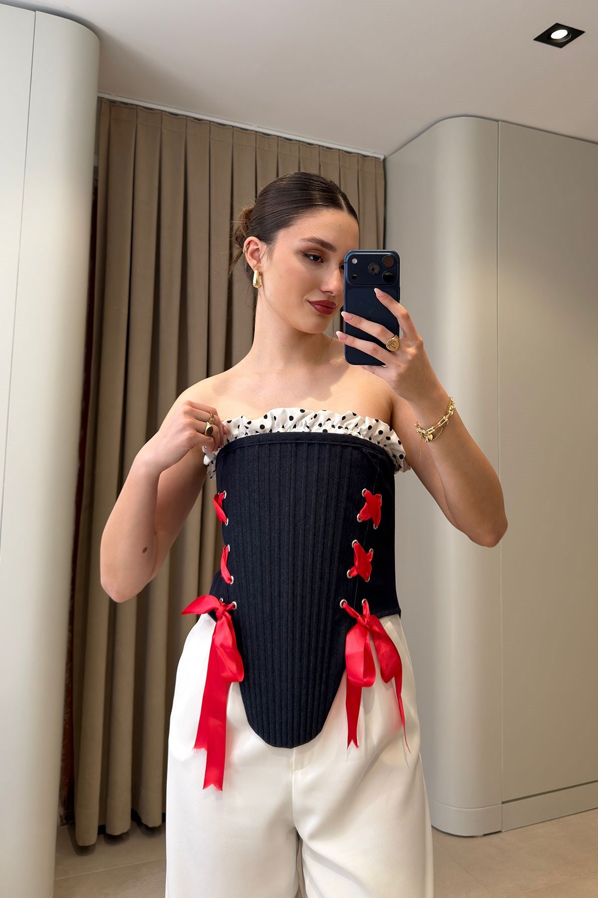 Özel Koleksiyon Kot Balenli Korse- LACİVERT
