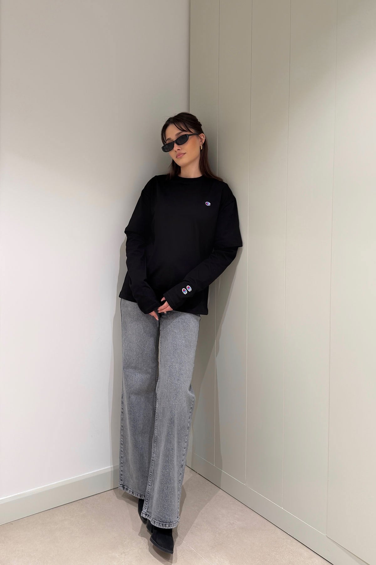 Parça Kollu Basic Sweat- SİYAH