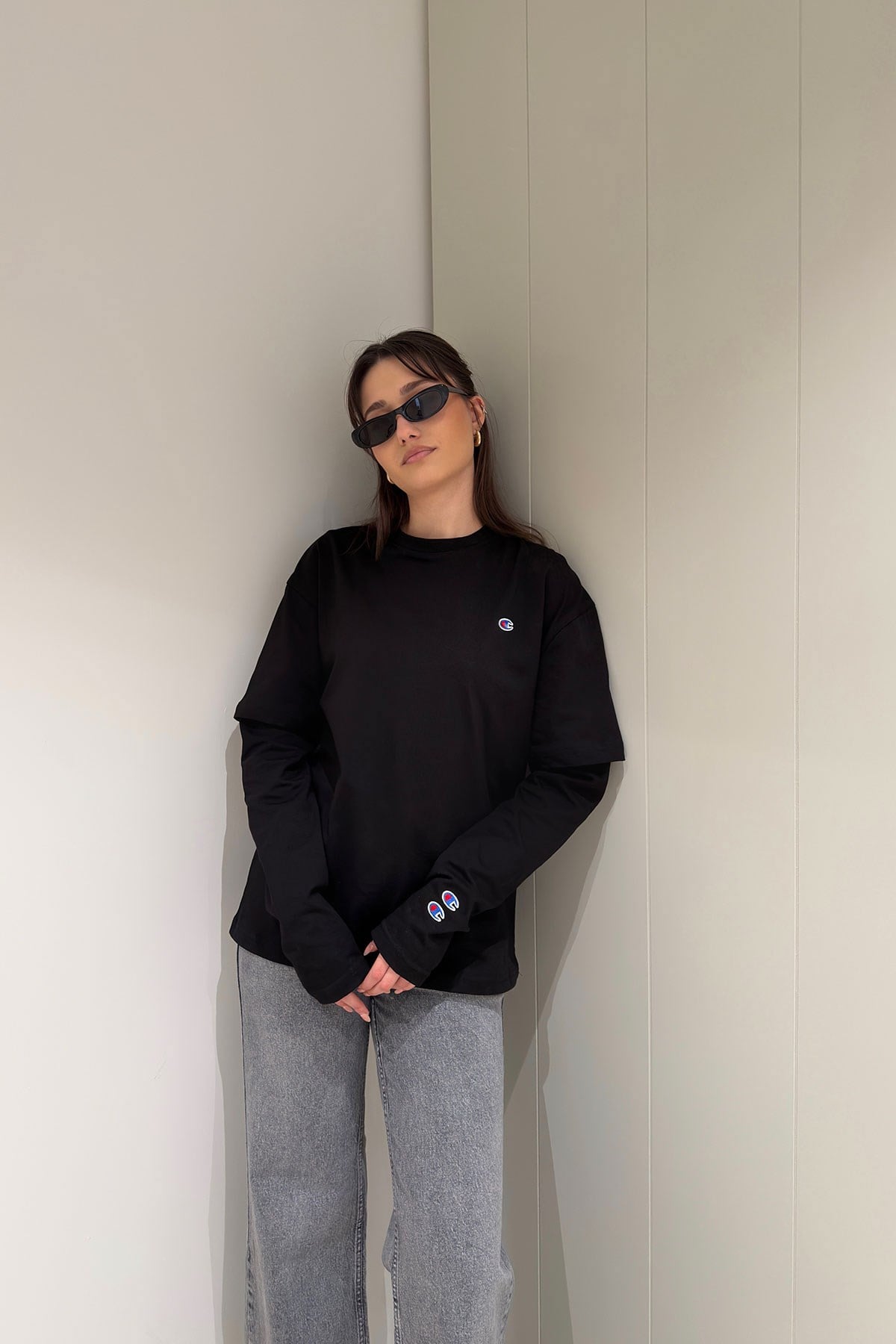 Parça Kollu Basic Sweat- SİYAH