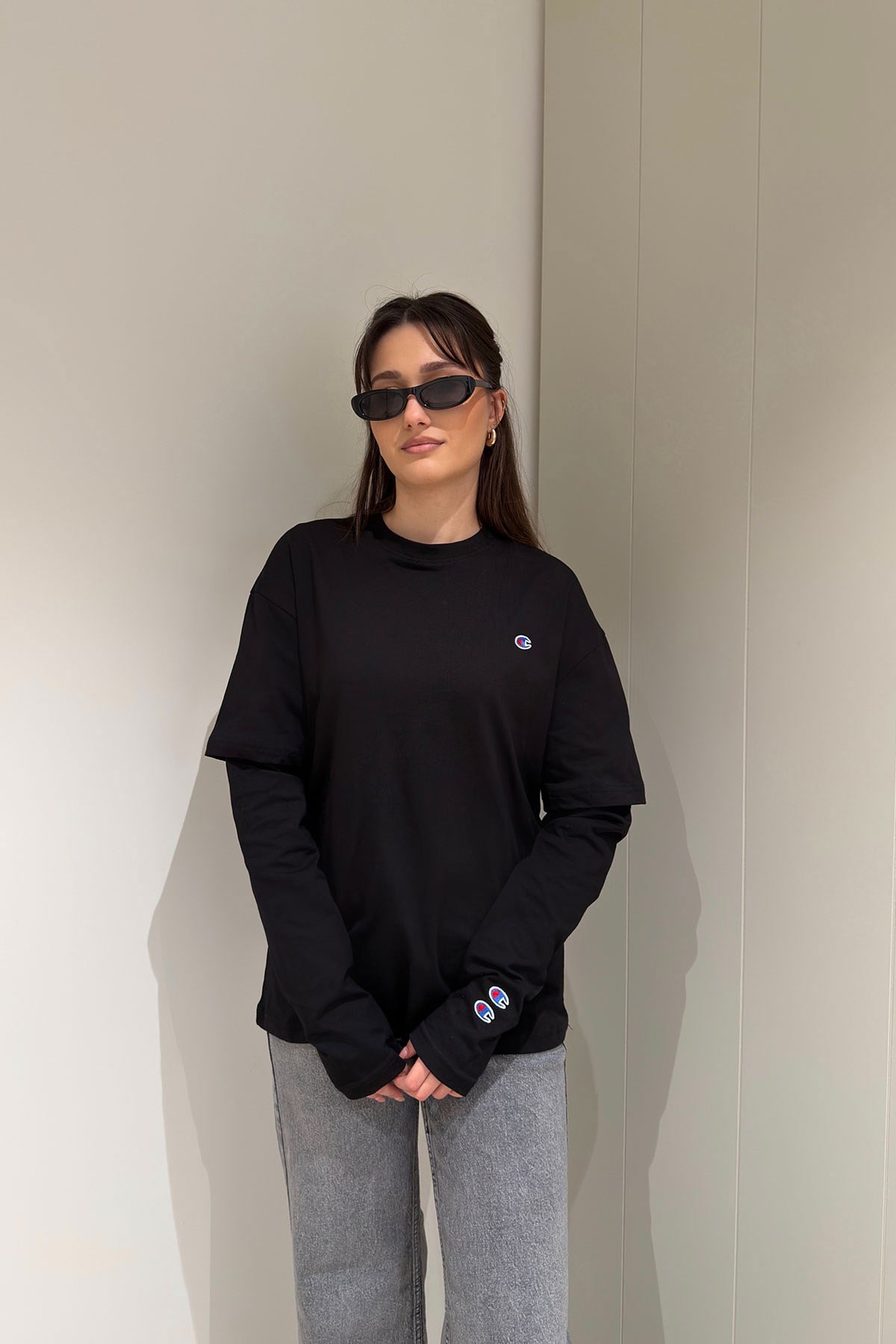Parça Kollu Basic Sweat- SİYAH