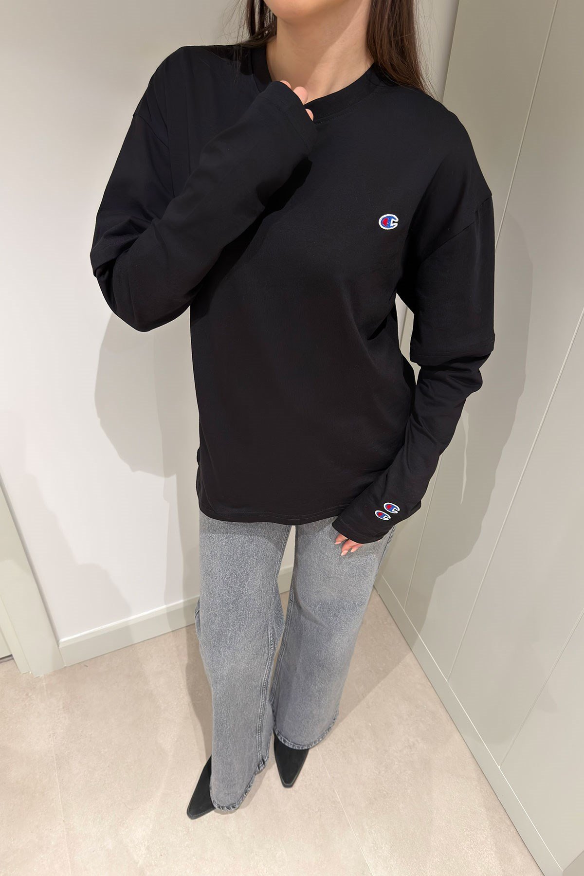 Parça Kollu Basic Sweat- SİYAH