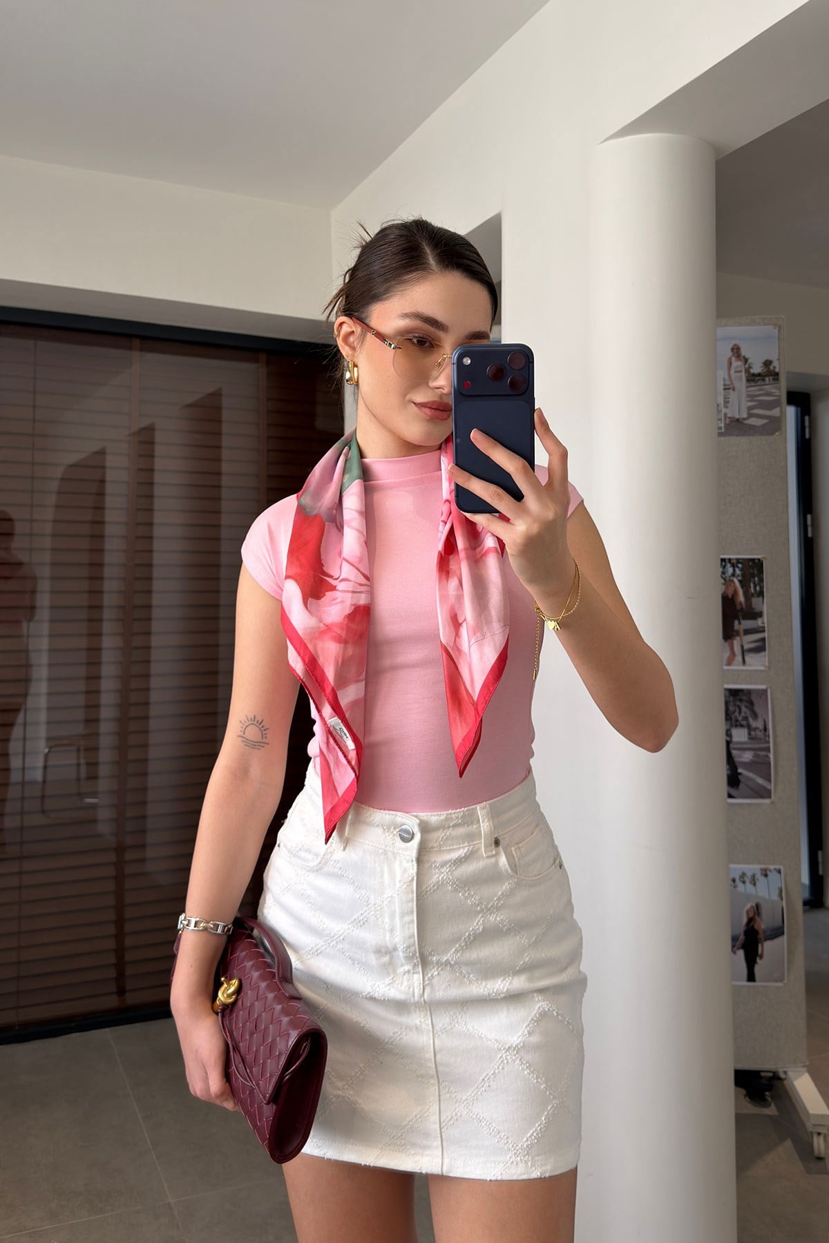 PEMBE KIRMIZI 2'Lİ PAKET PREMİUM DİK YAKA BLUZ- PEMBE KIRMIZI