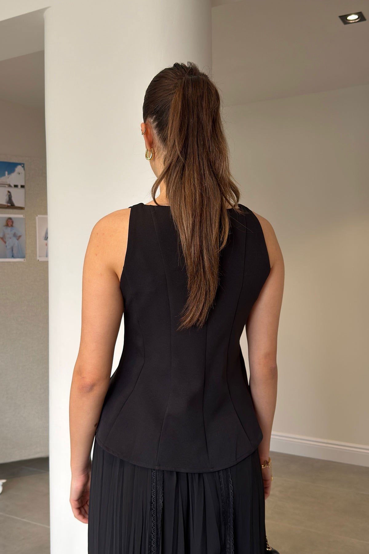 Peplum Detaylı Bluz- SİYAH