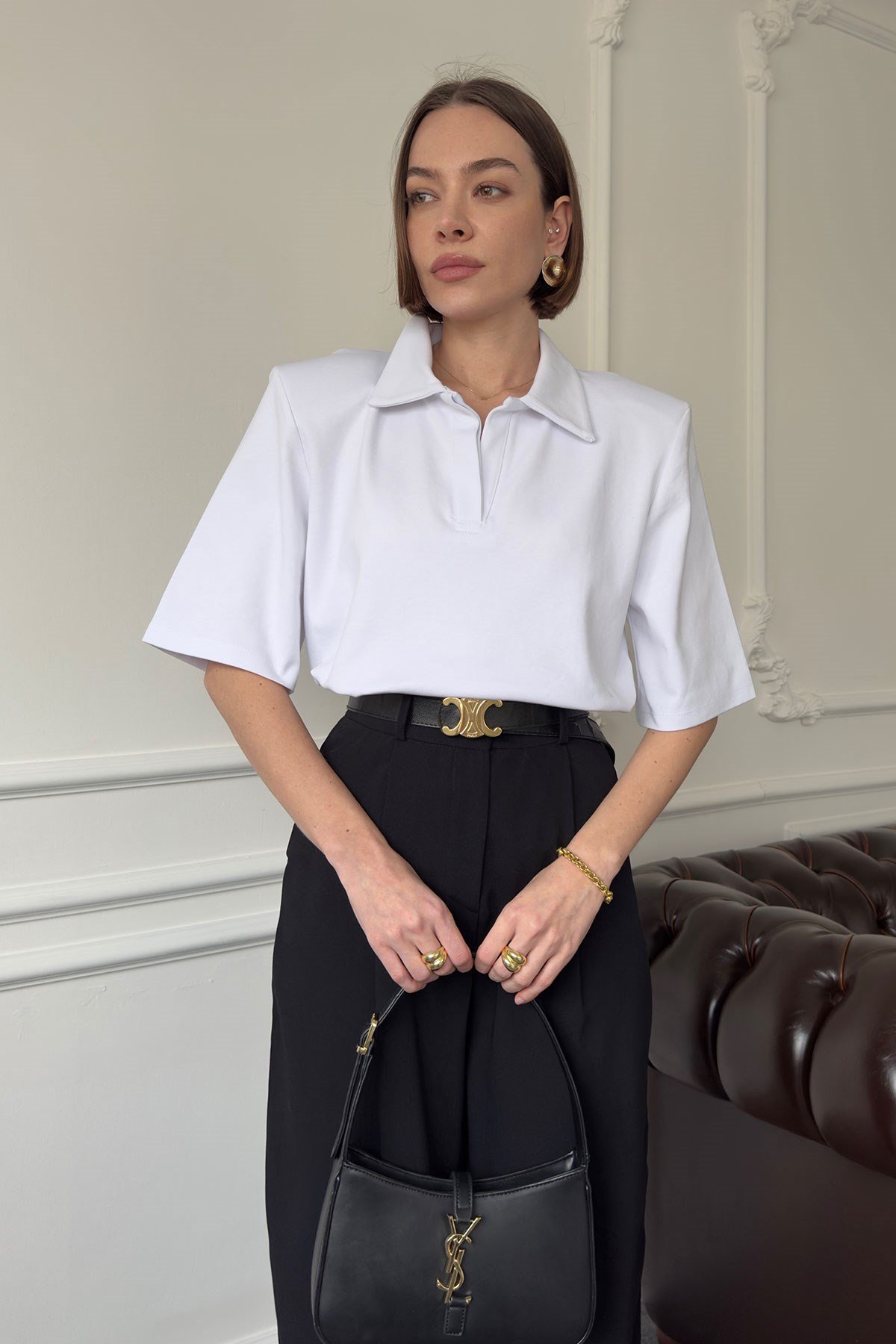 Polo Yaka Tshirt- BEYAZ