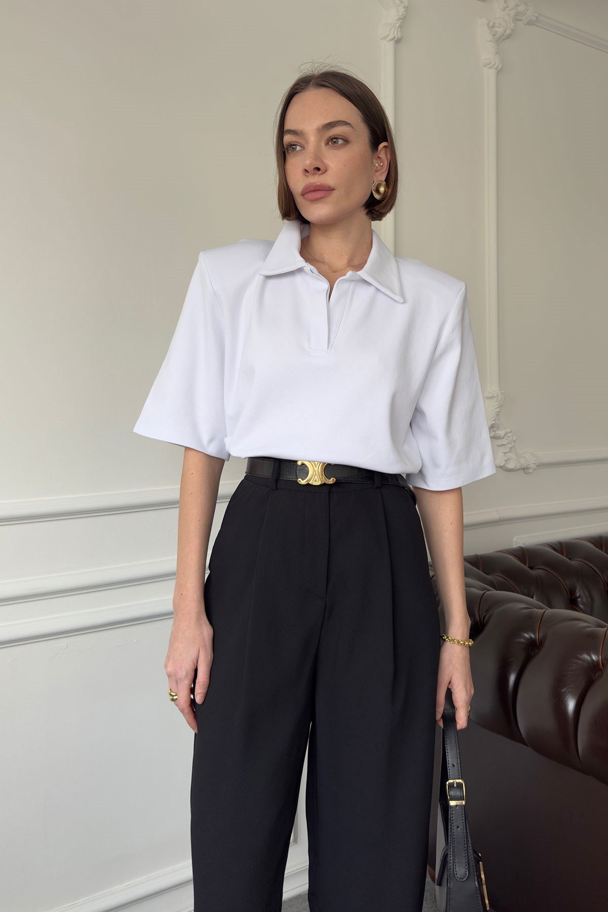 Polo Yaka Tshirt- BEYAZ
