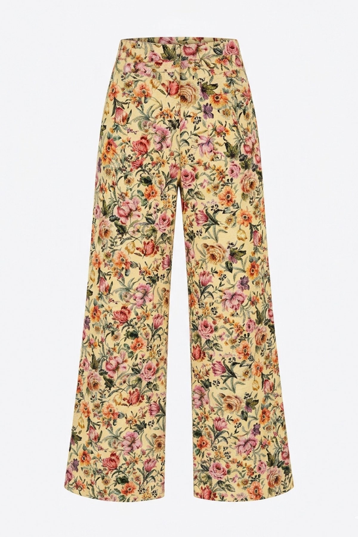 Premium Çiçek Desenli Pantolun- SARI
