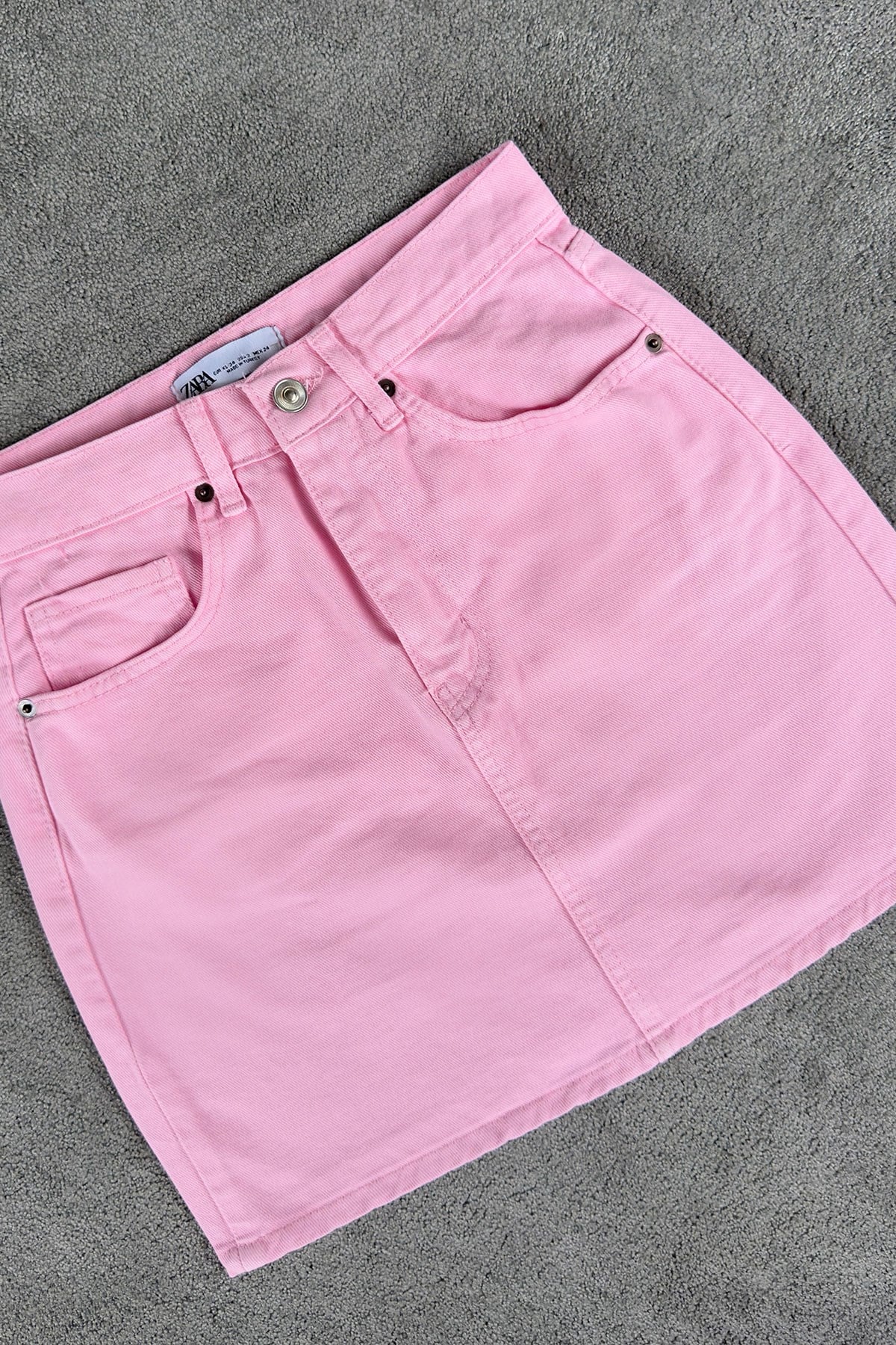 Premium Denim Etek- PEMBE