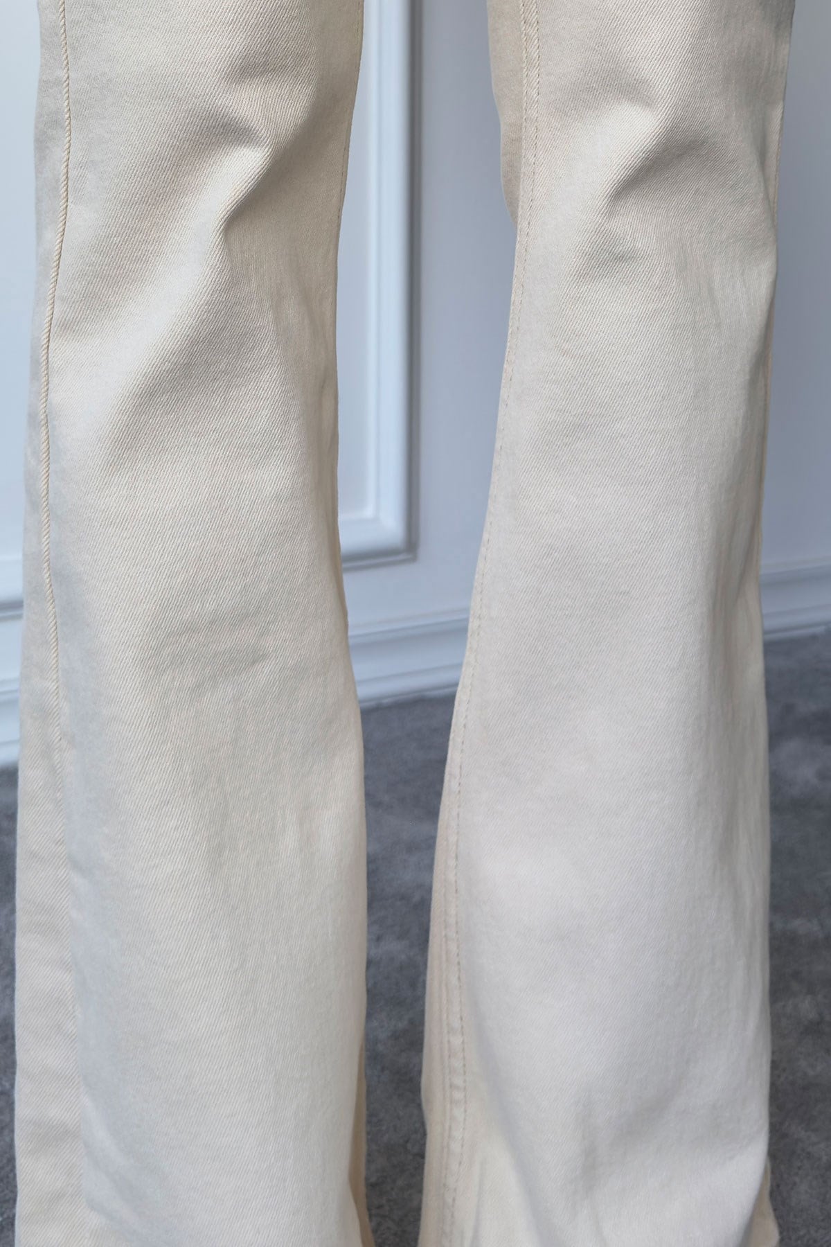 Premium İspanyol Paça Jean- BEJ