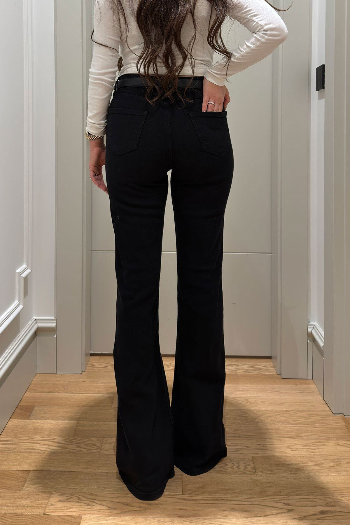 Premium İspanyol Paça Jean- SİYAH