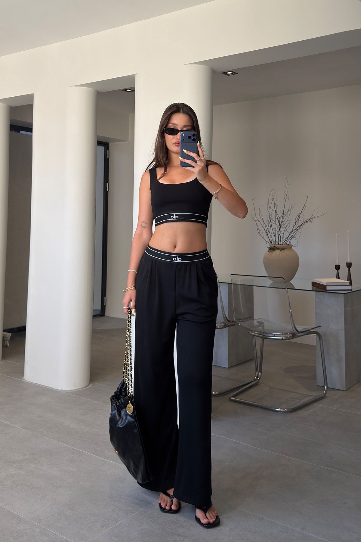 PREMİUM KALIN ASKILI CROP BELİ LASTİKLİ TAKIM- SİYAH