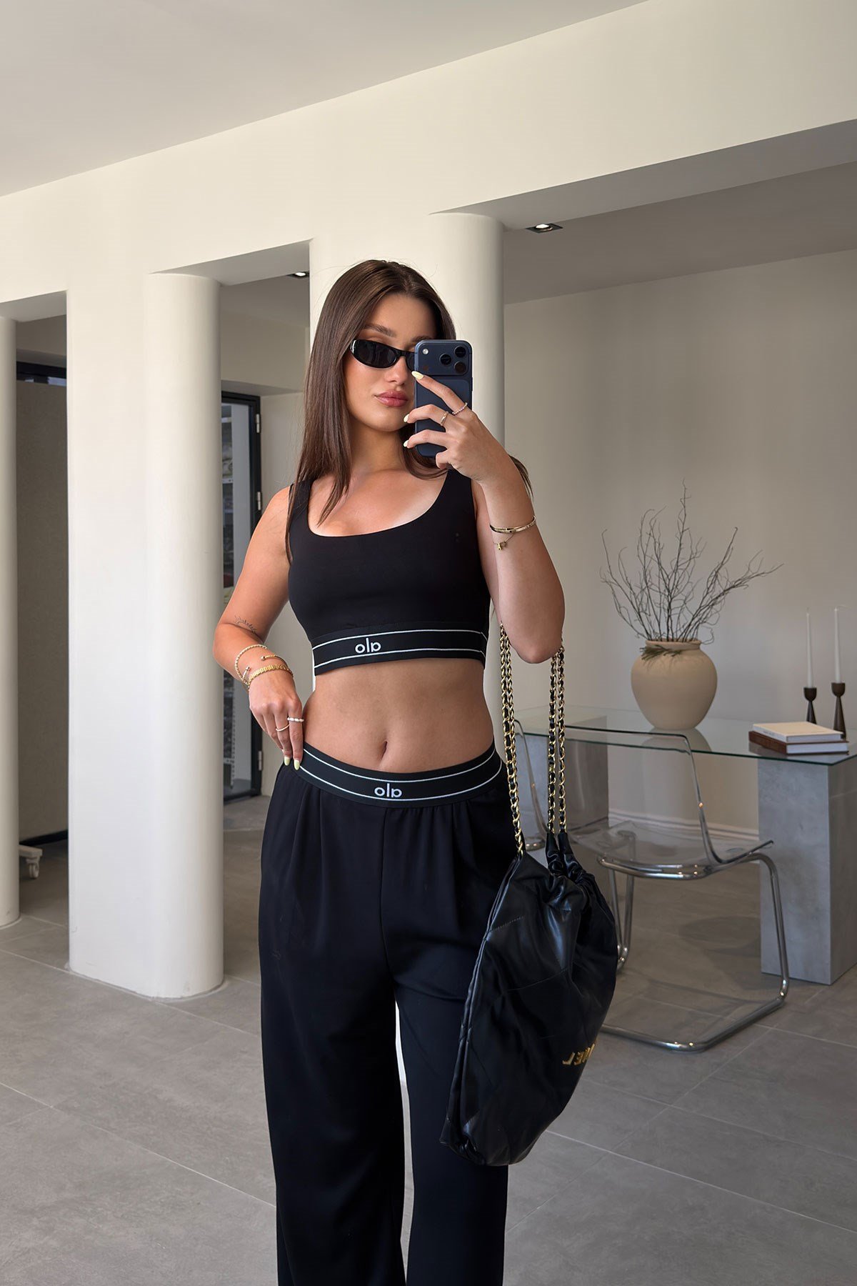 PREMİUM KALIN ASKILI CROP BELİ LASTİKLİ TAKIM- SİYAH