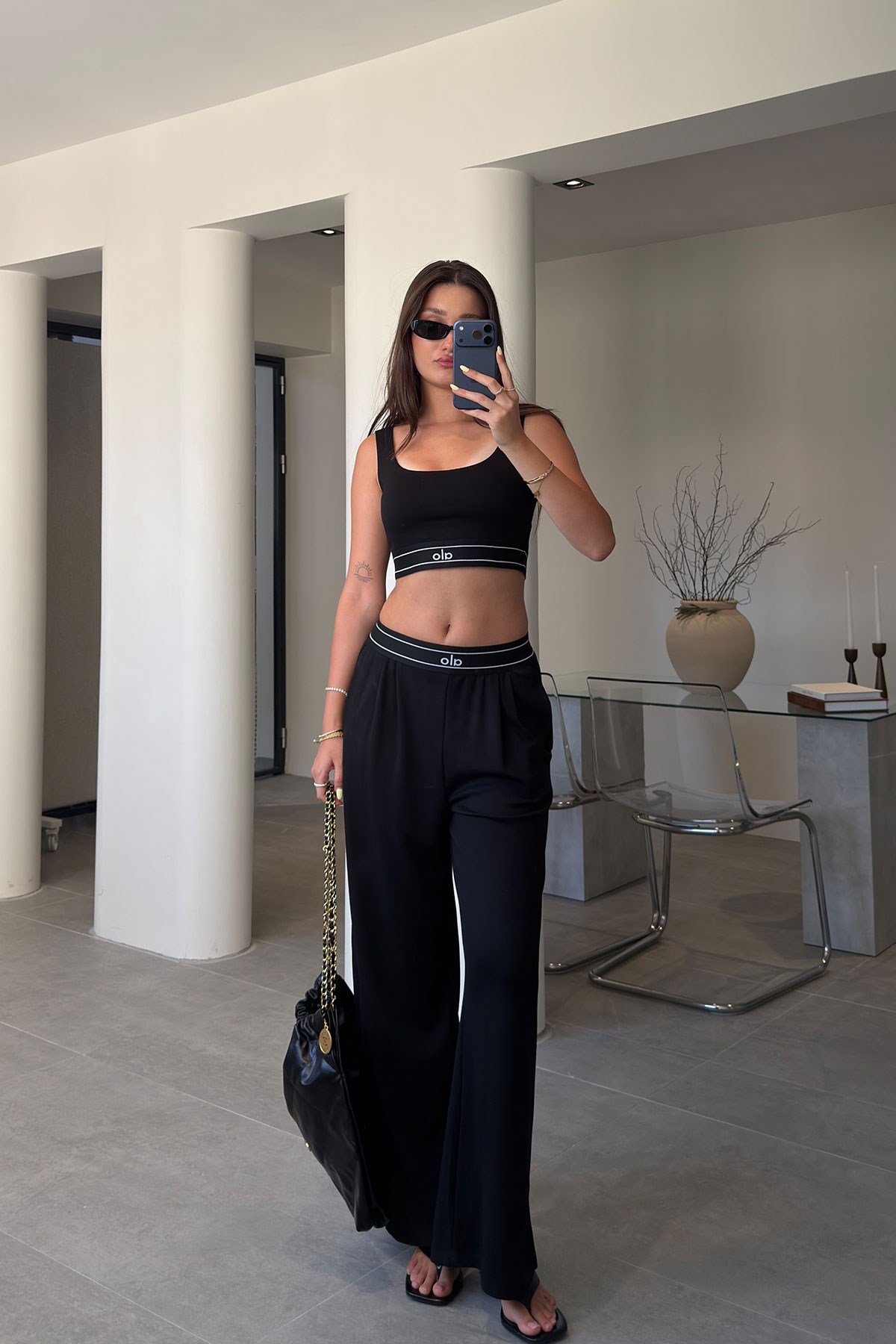 PREMİUM KALIN ASKILI CROP BELİ LASTİKLİ TAKIM- SİYAH