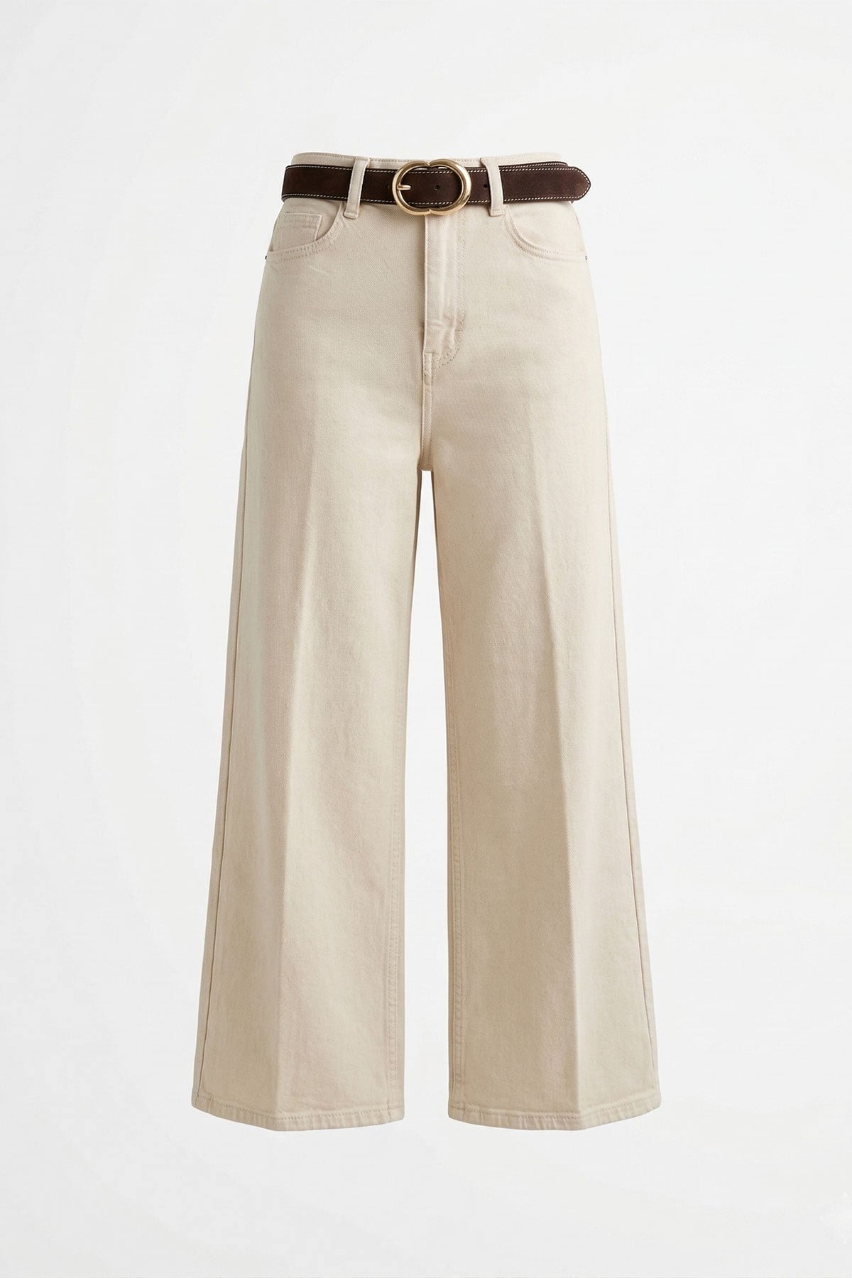 Premium Kemerli Flare Jean- BEJ