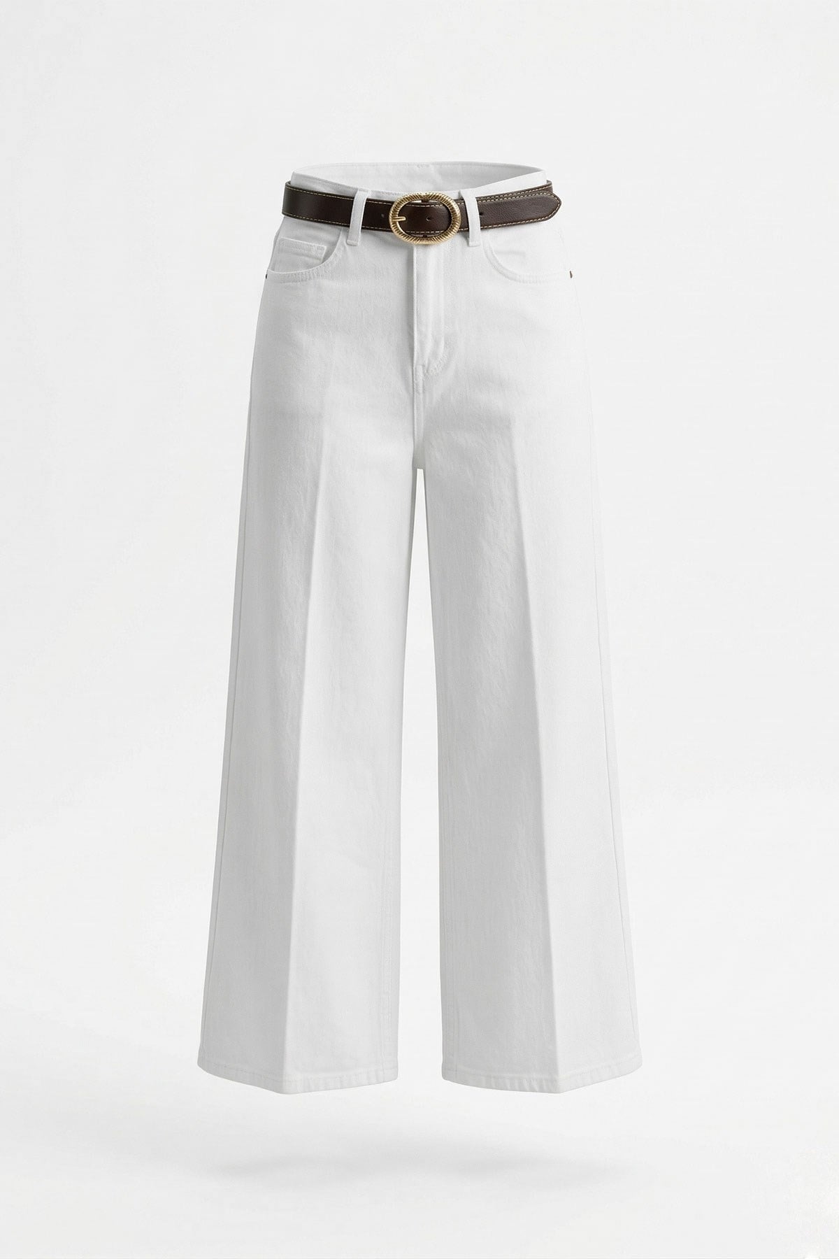 Premium Kemerli Flare Jean- BEYAZ