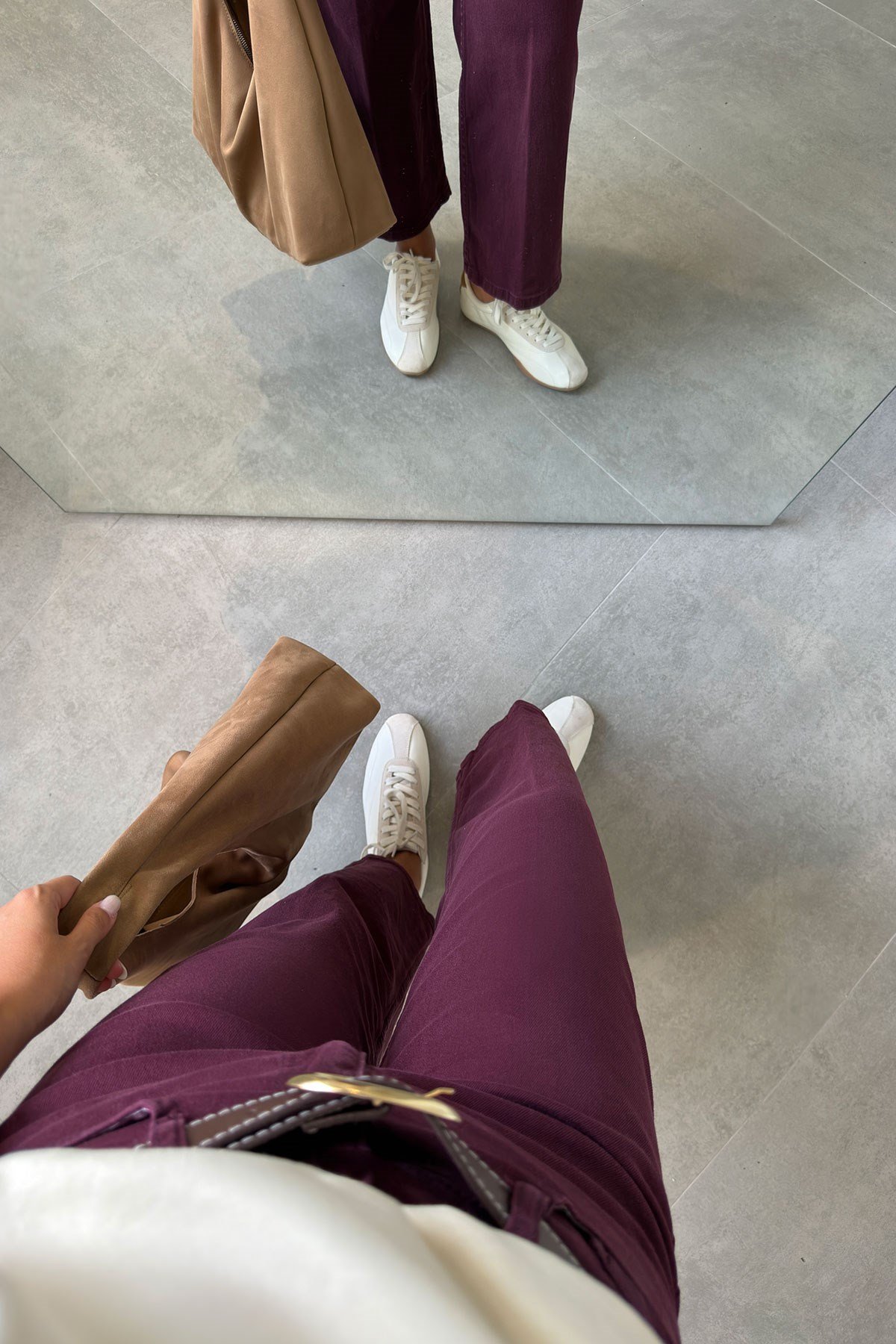 Premium Kemerli Flare Jean- BORDO