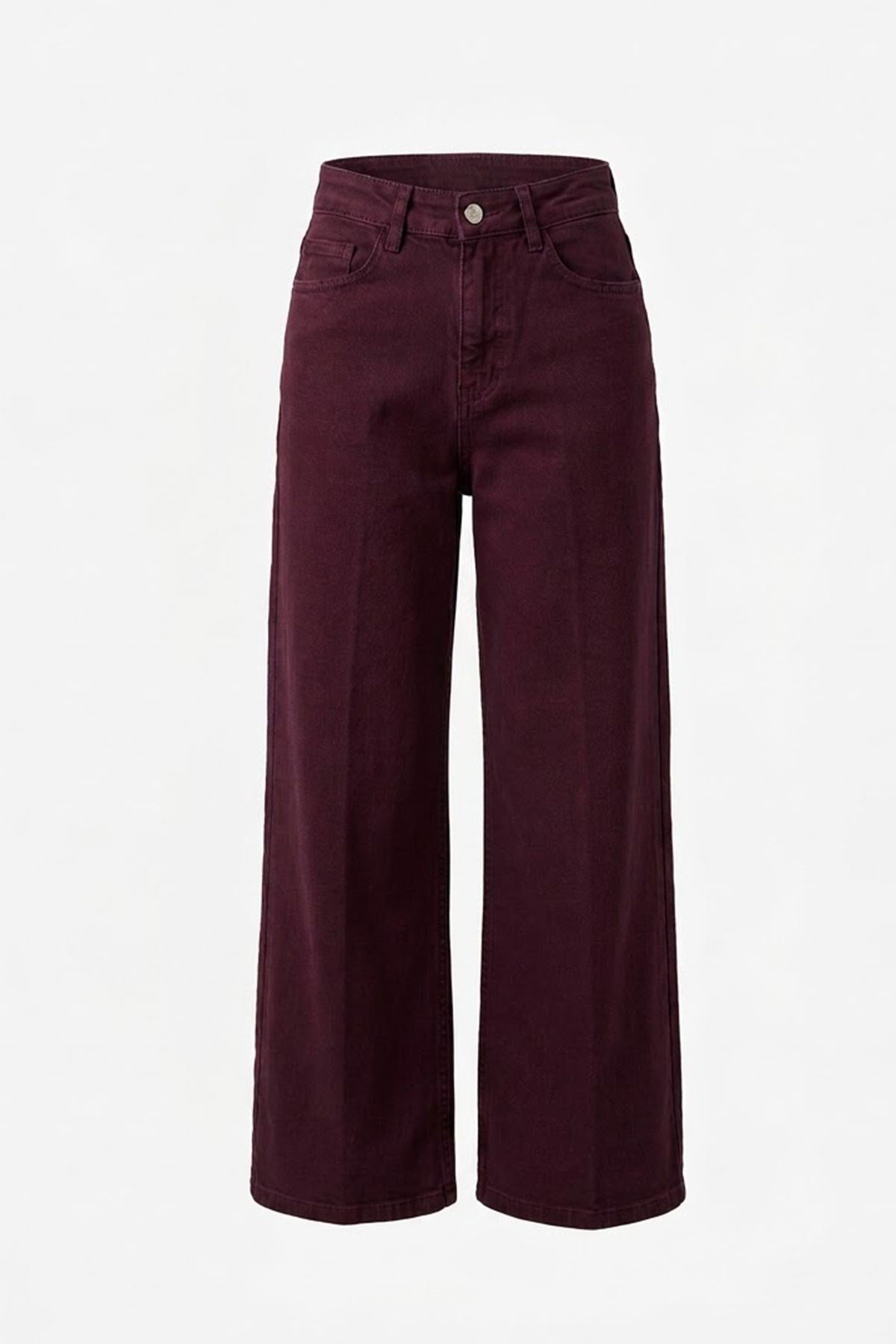 Premium Kemerli Flare Jean- BORDO
