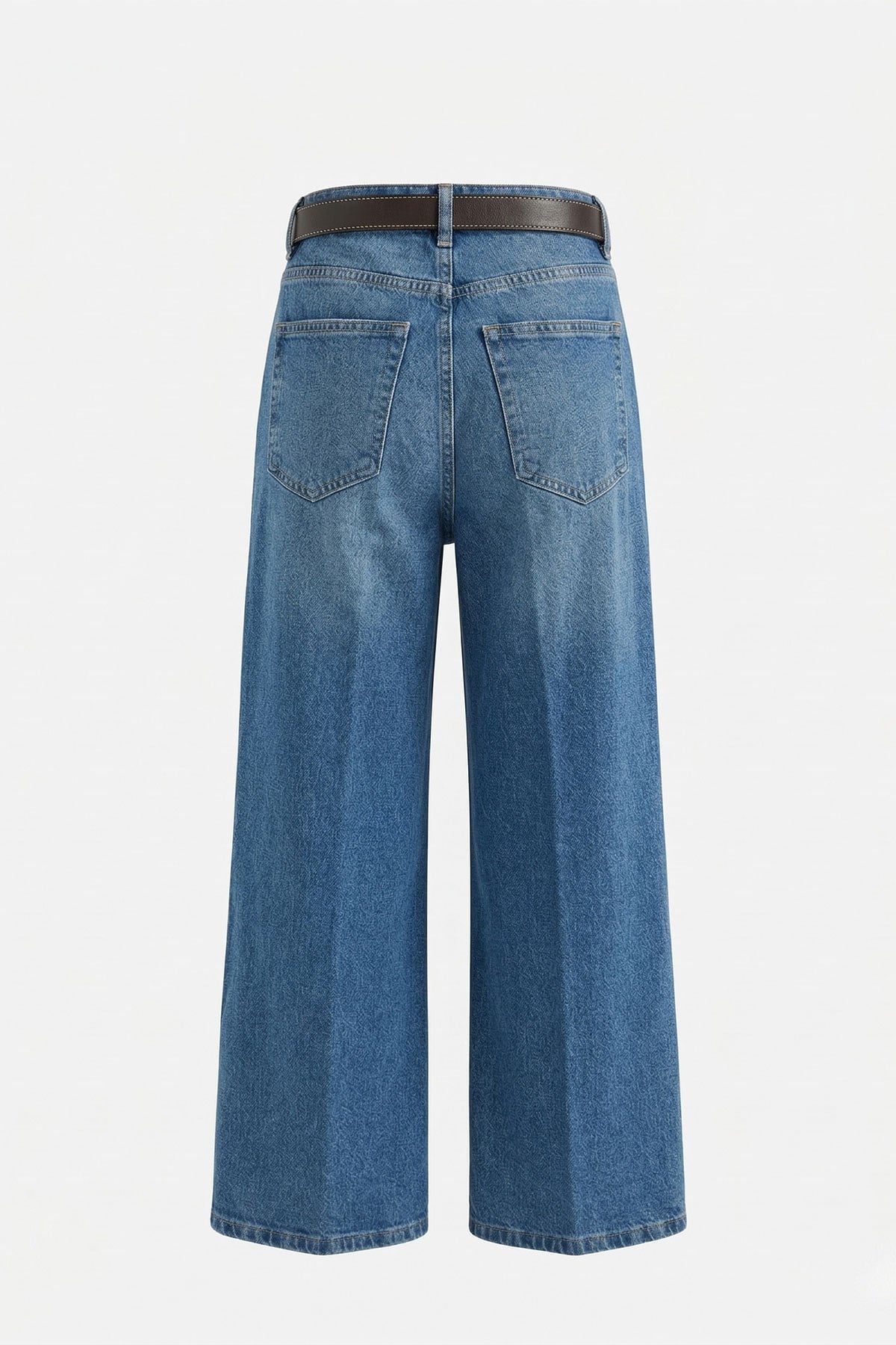 Premium Kemerli Flare Jean- MAVİ