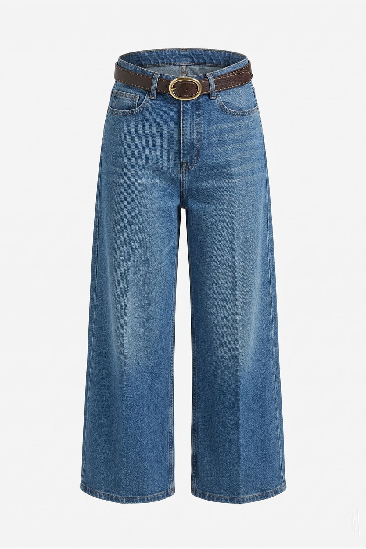 Premium Kemerli Flare Jean- MAVİ