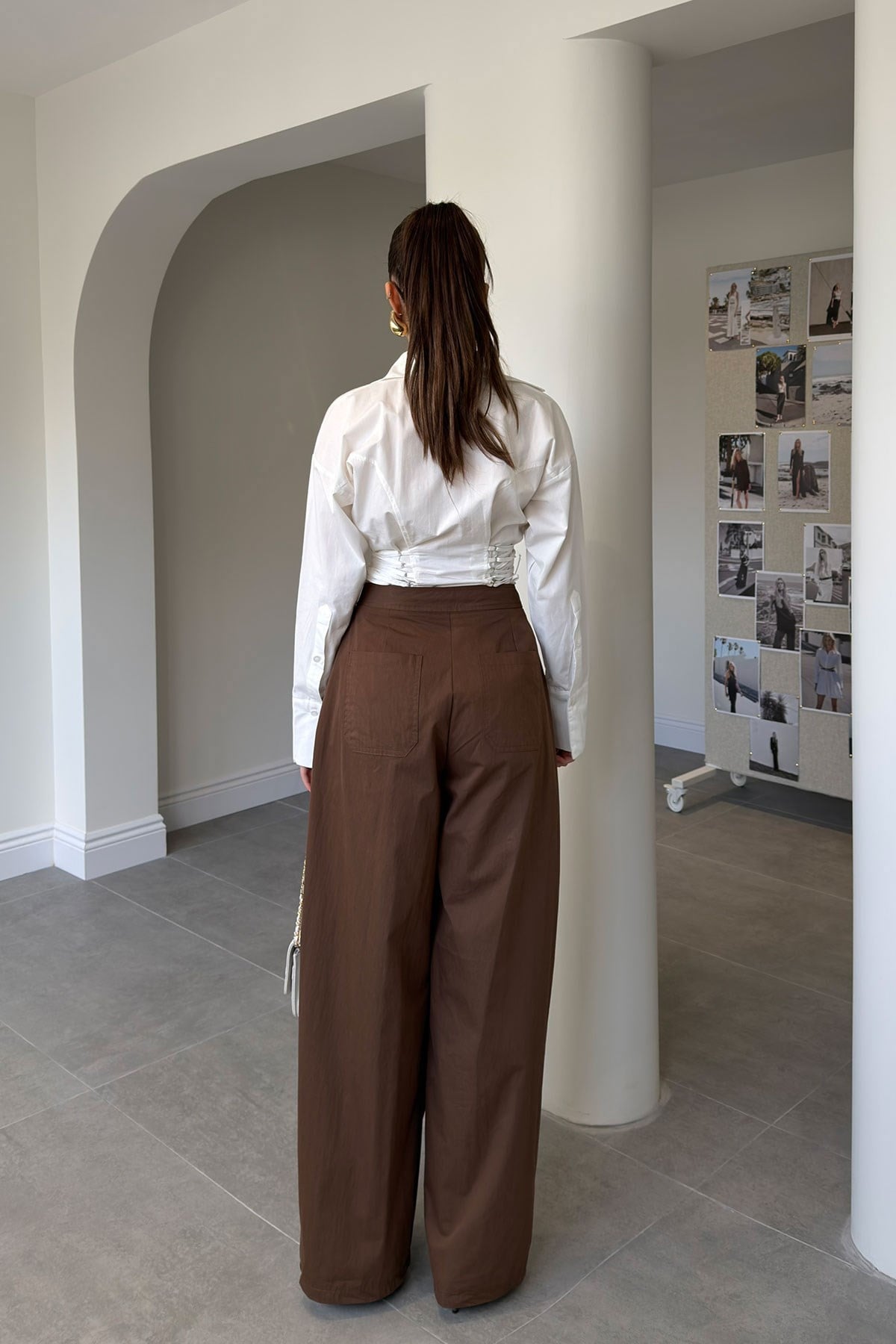 Premium Kuşaklı Bol Paça Pantolon- KAHVERENGİ