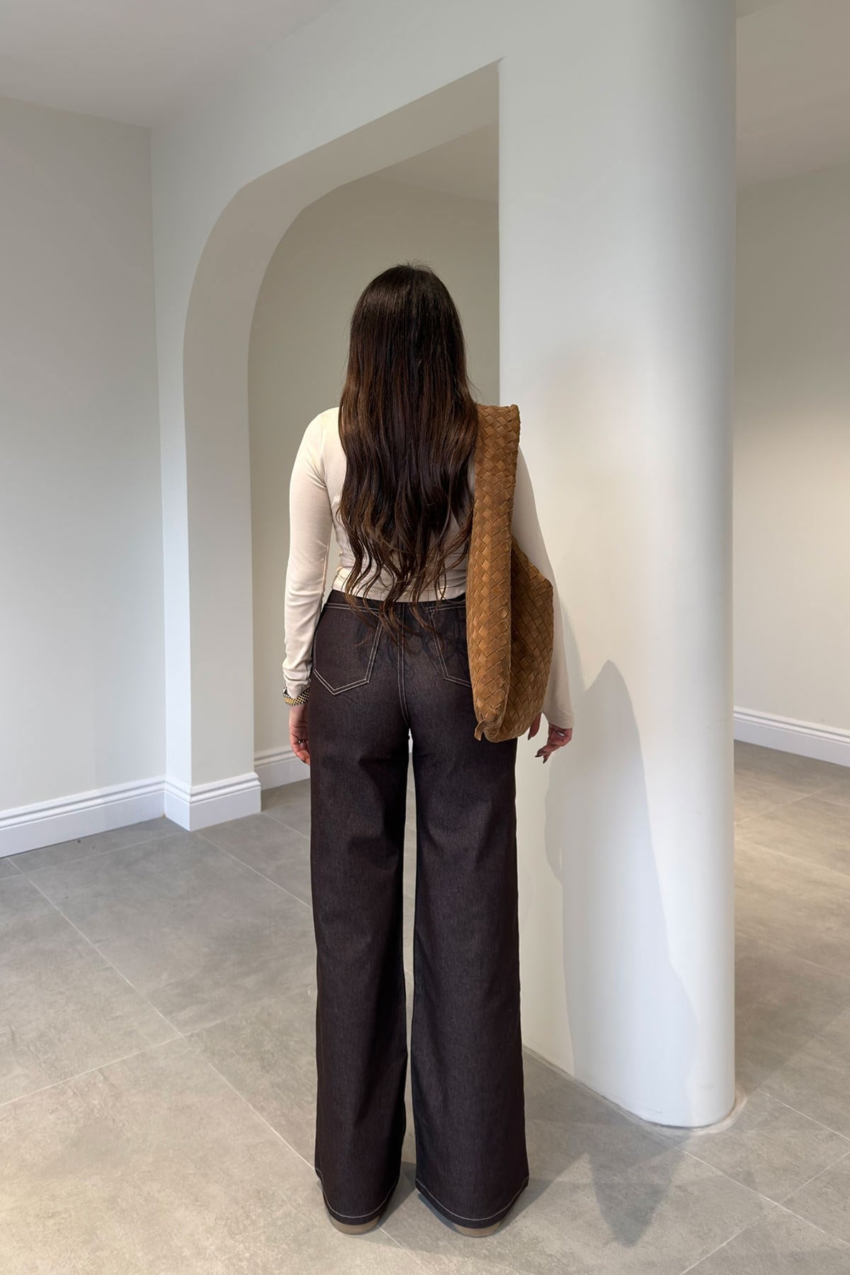 Premium Önü Çımalı Jean- KAHVERENGİ