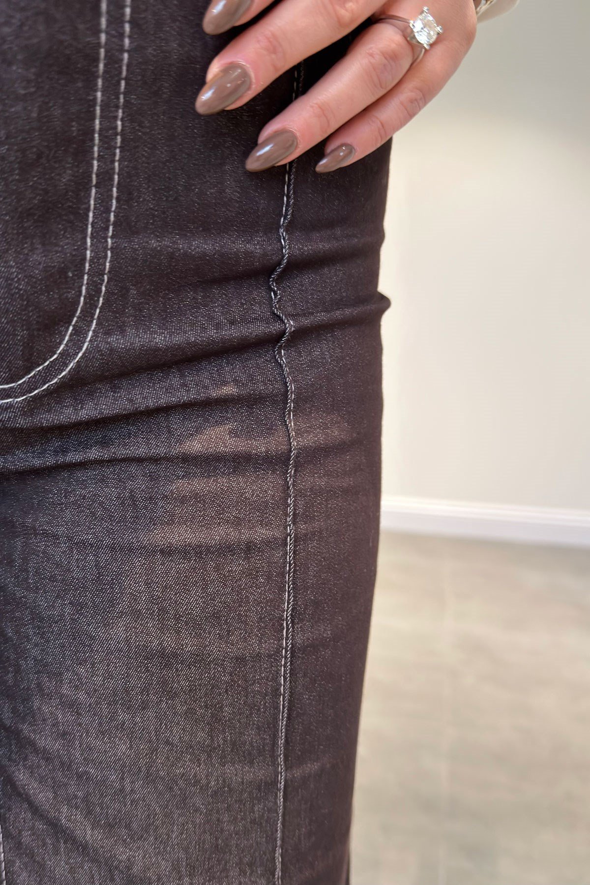 Premium Önü Çımalı Jean- KAHVERENGİ