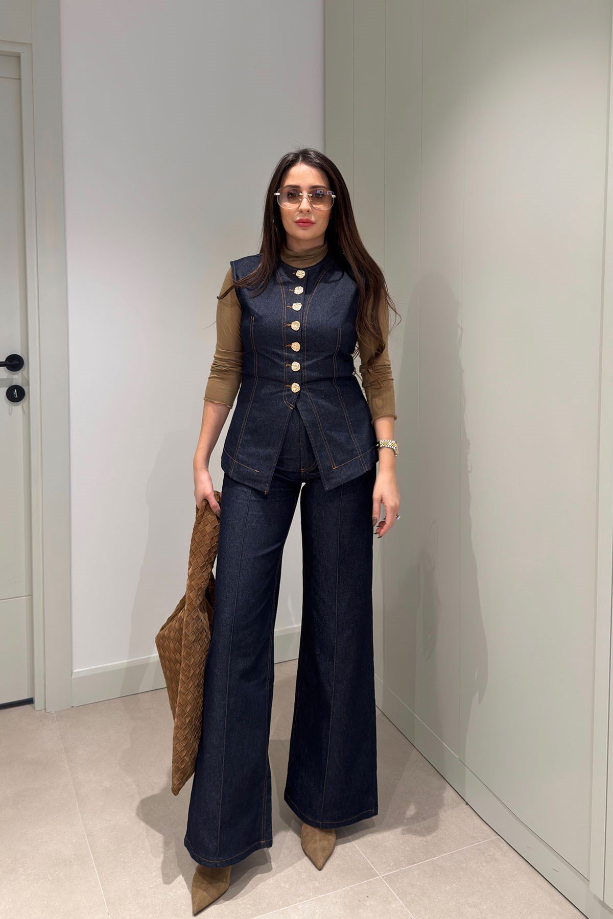 Premium Önü Çımalı Jean- LACİVERT