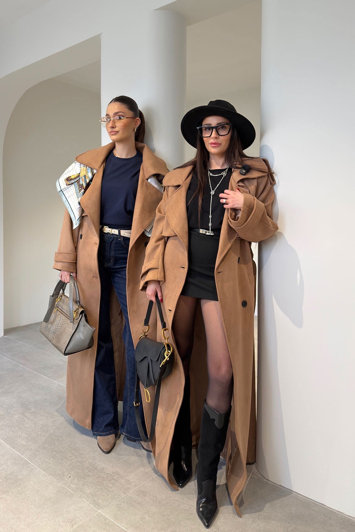 Premium Süet Trençkot- CAMEL