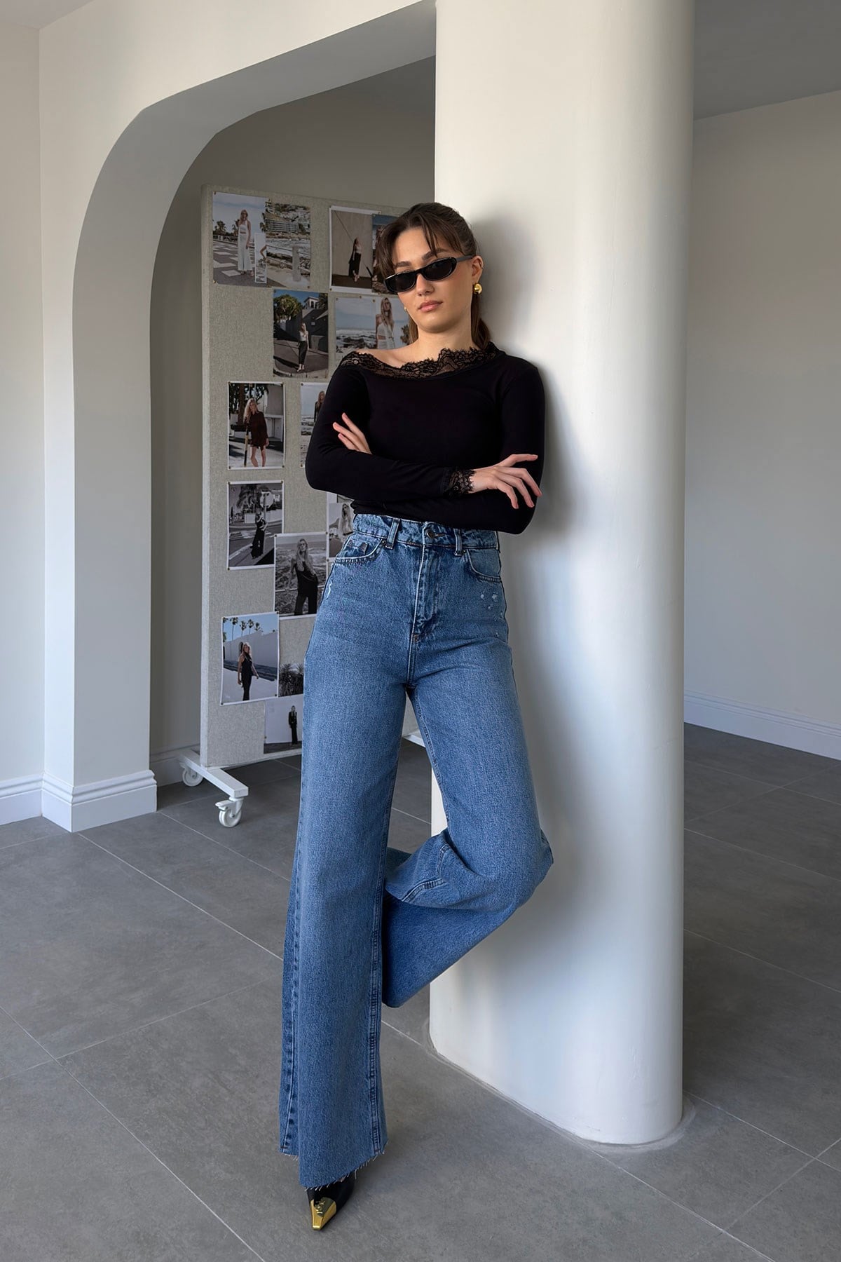 Premium Wide Leg Jean- MAVİ