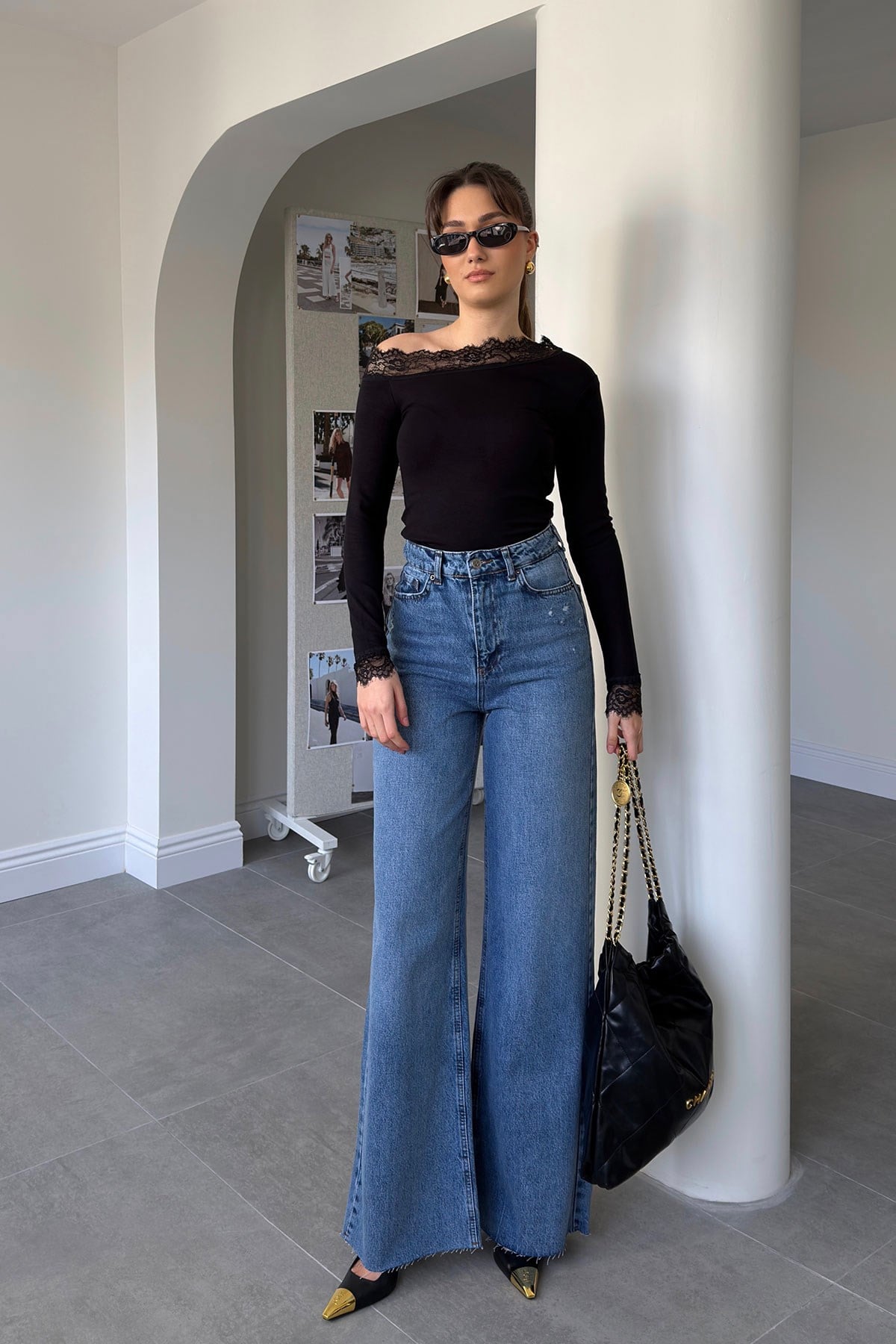 Premium Wide Leg Jean- MAVİ