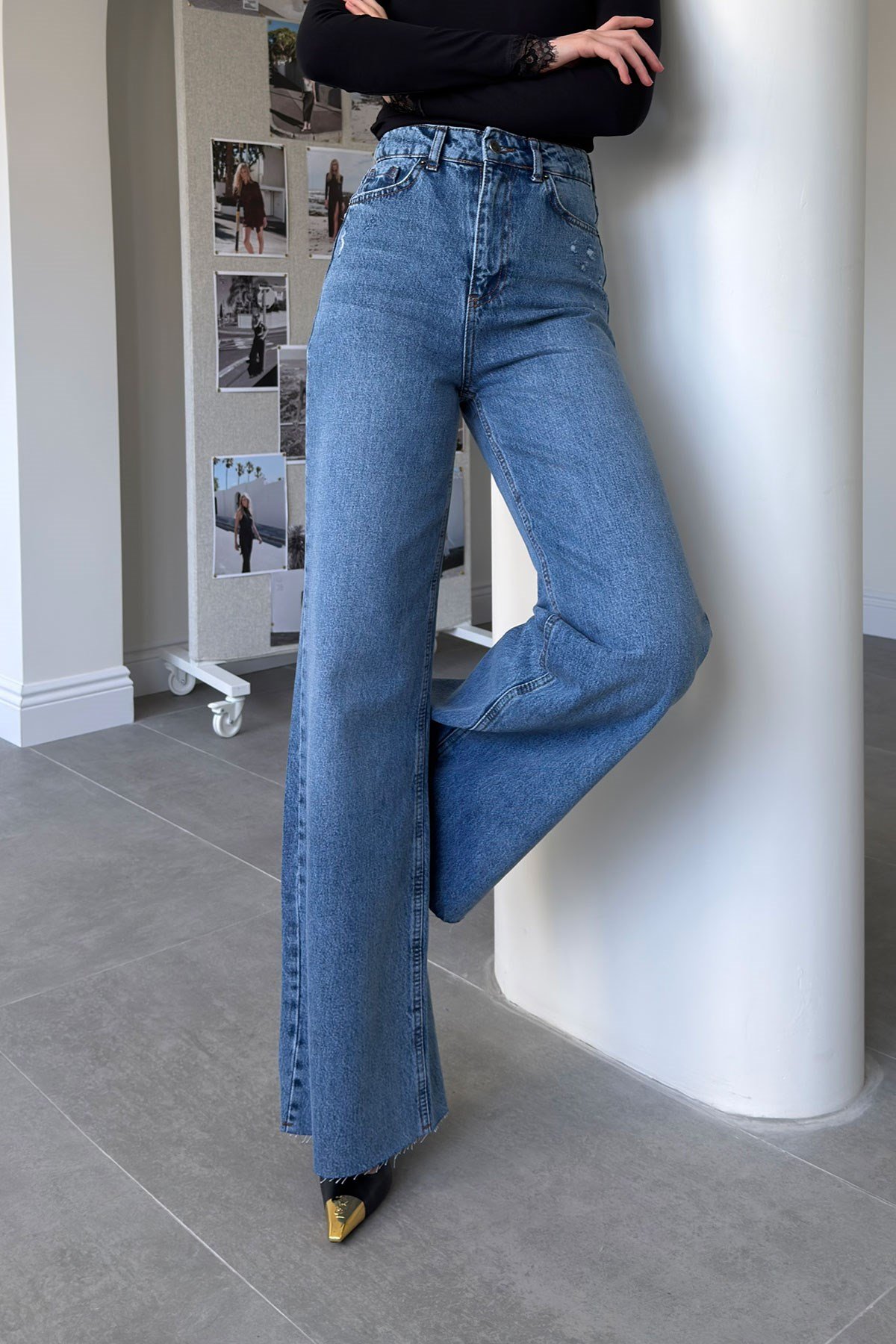 Premium Wide Leg Jean- MAVİ