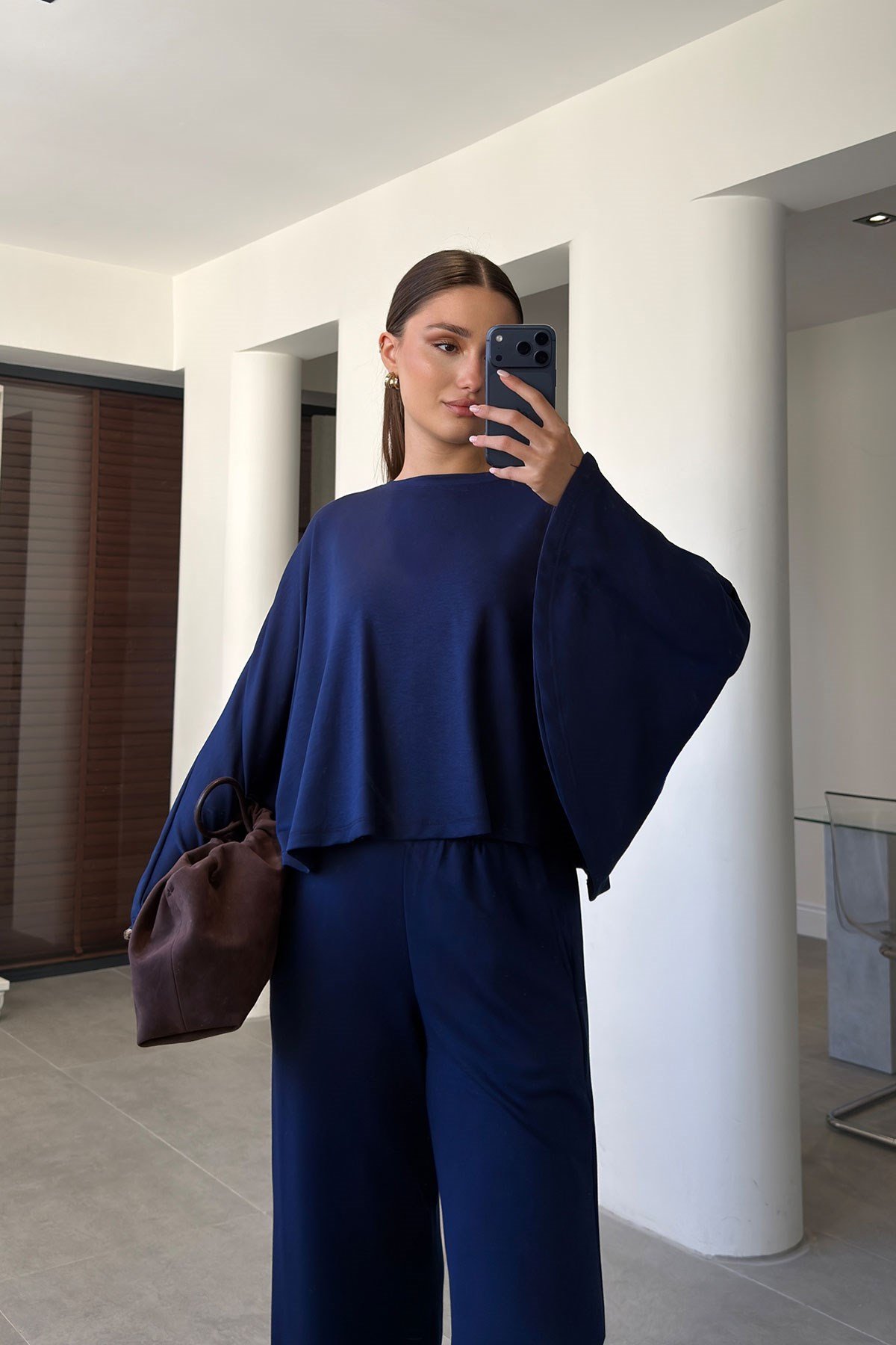 PREMİUM YARASA KOL MODAL TAKIM- LACİVERT