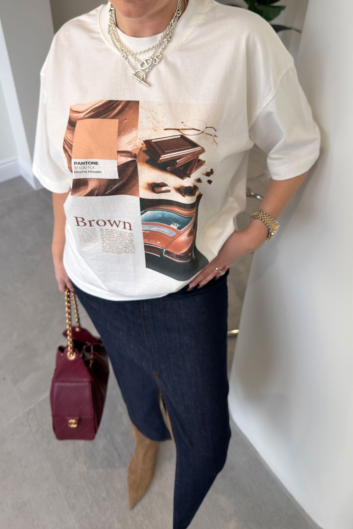 Premium Yeni Sezon Baskılı T-Shirt- EKRU