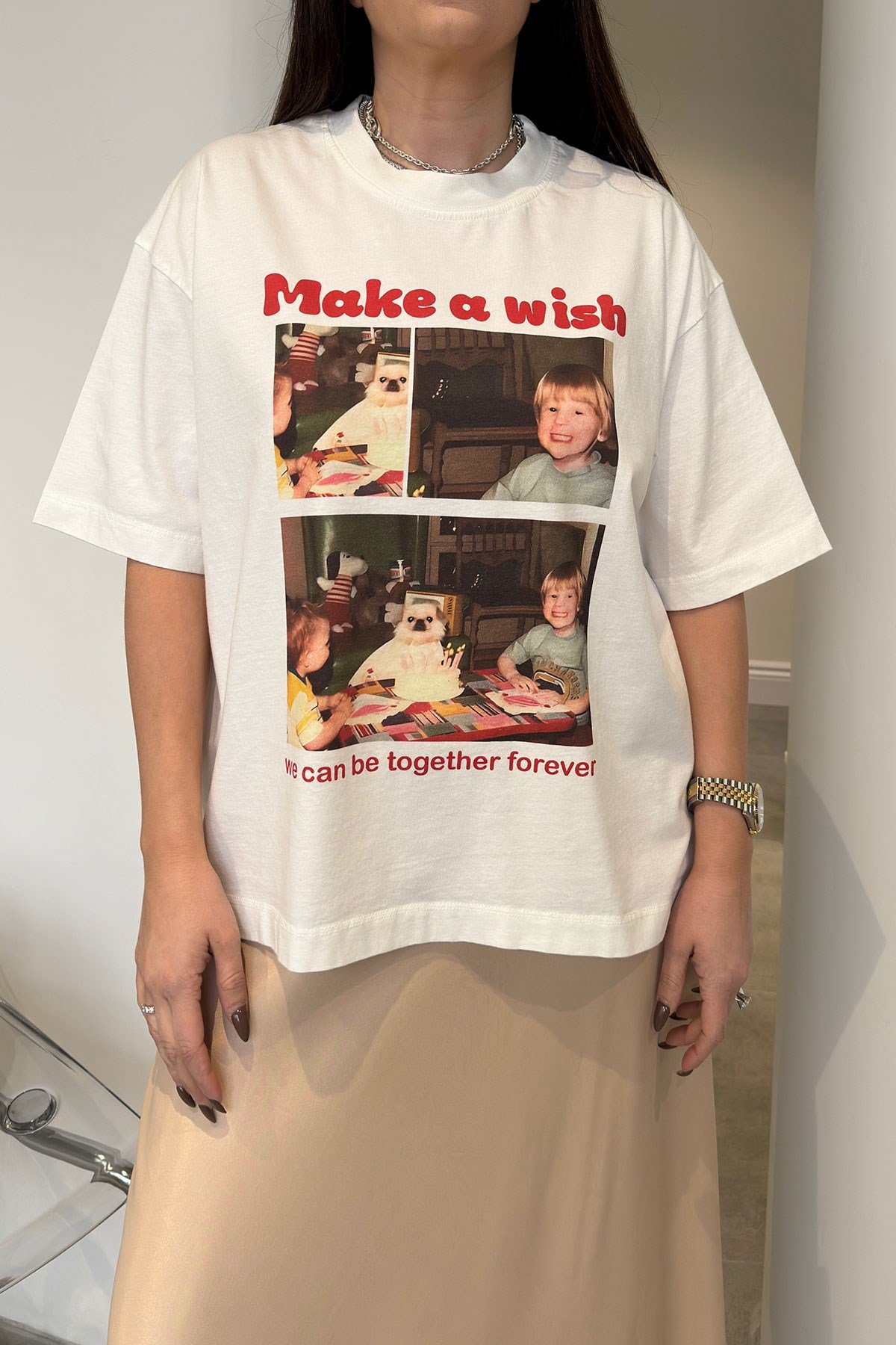 Premium Yeni Sezon Baskılı T-Shirt- EKRU
