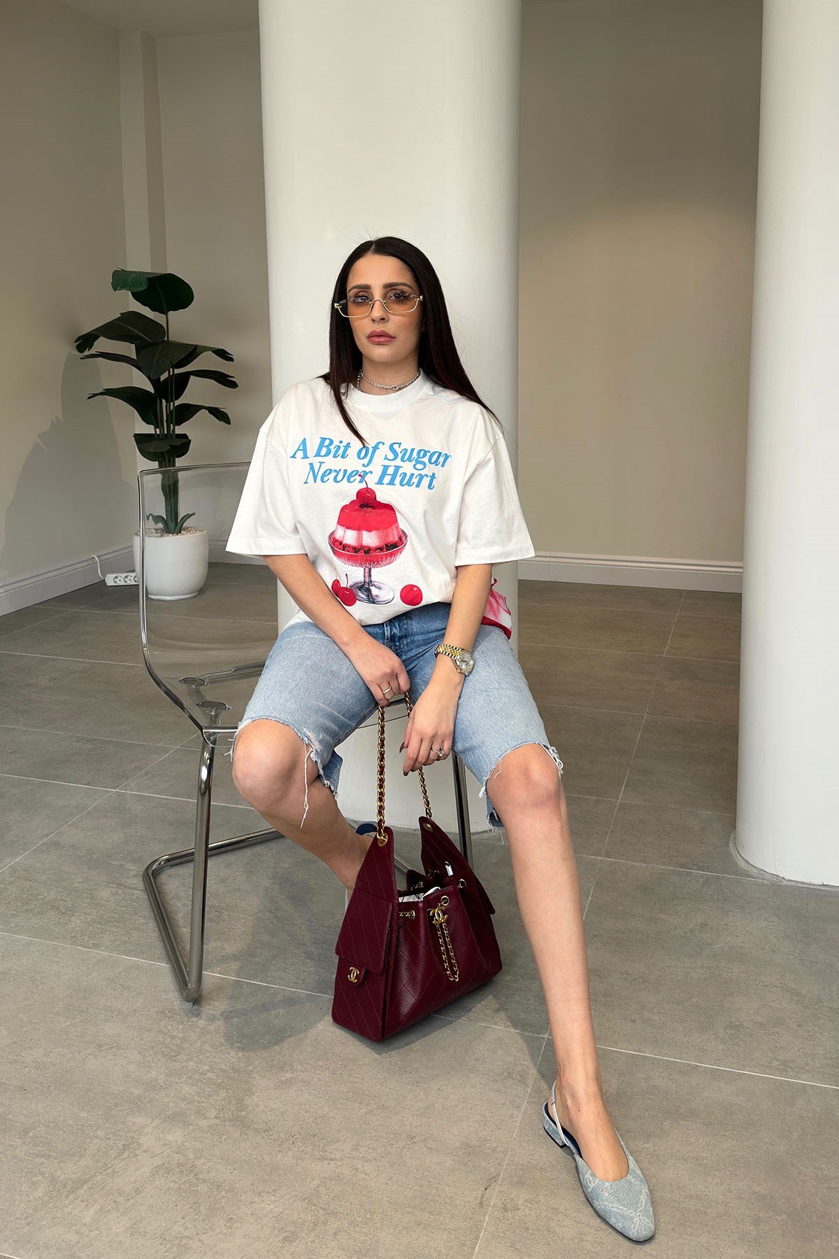 Premium Yeni Sezon Baskılı T-Shirt- EKRU