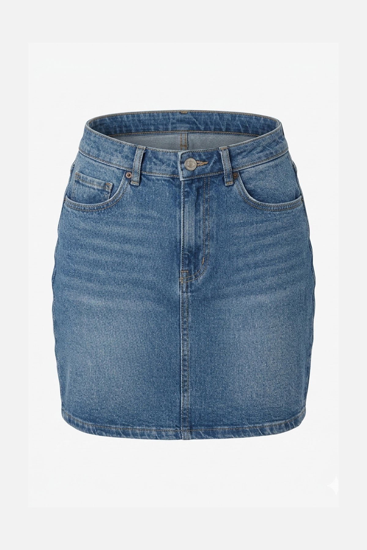 Premium Yıkamalı Denim Etek- AÇIK MAVİ