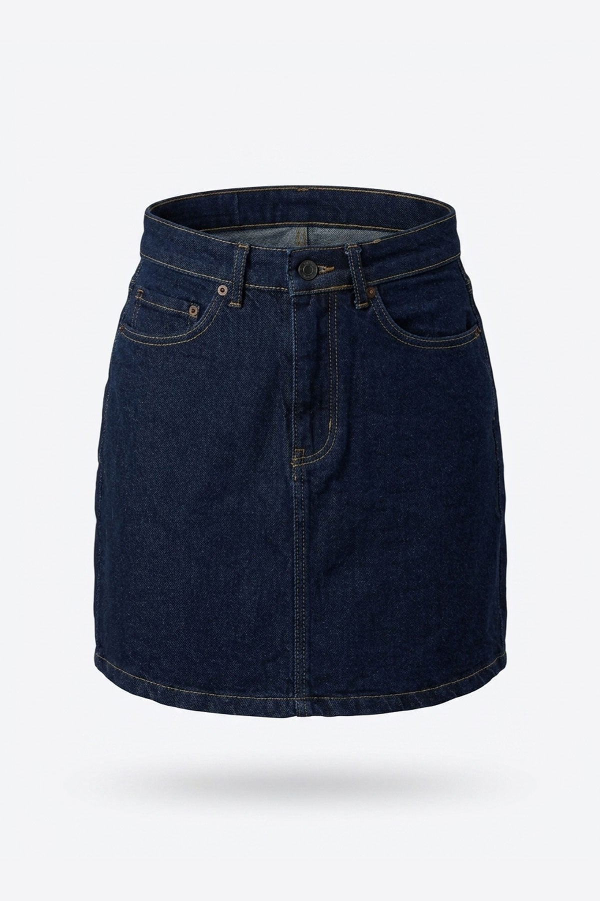 Premium Yıkamalı Denim Etek- KOYU LACİVERT