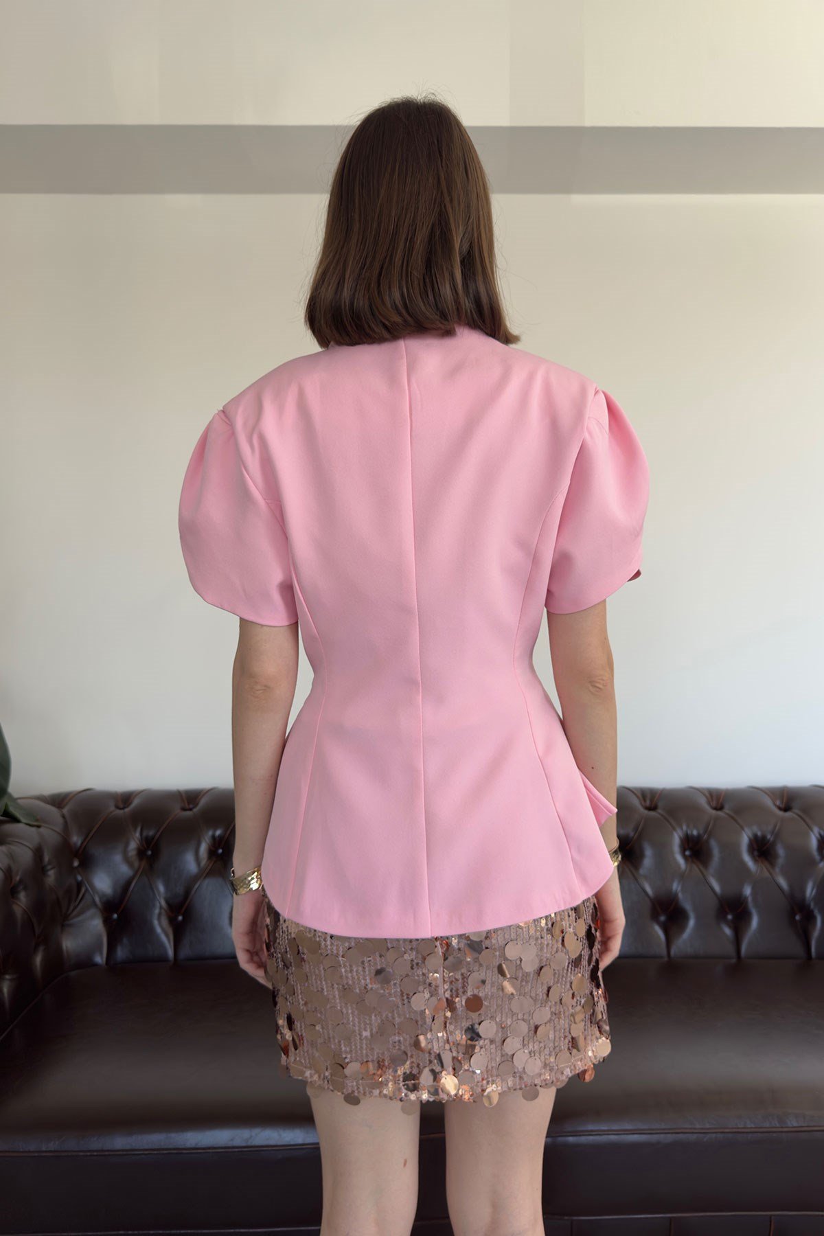 Prenses Kol Premium Ceket- PEMBE