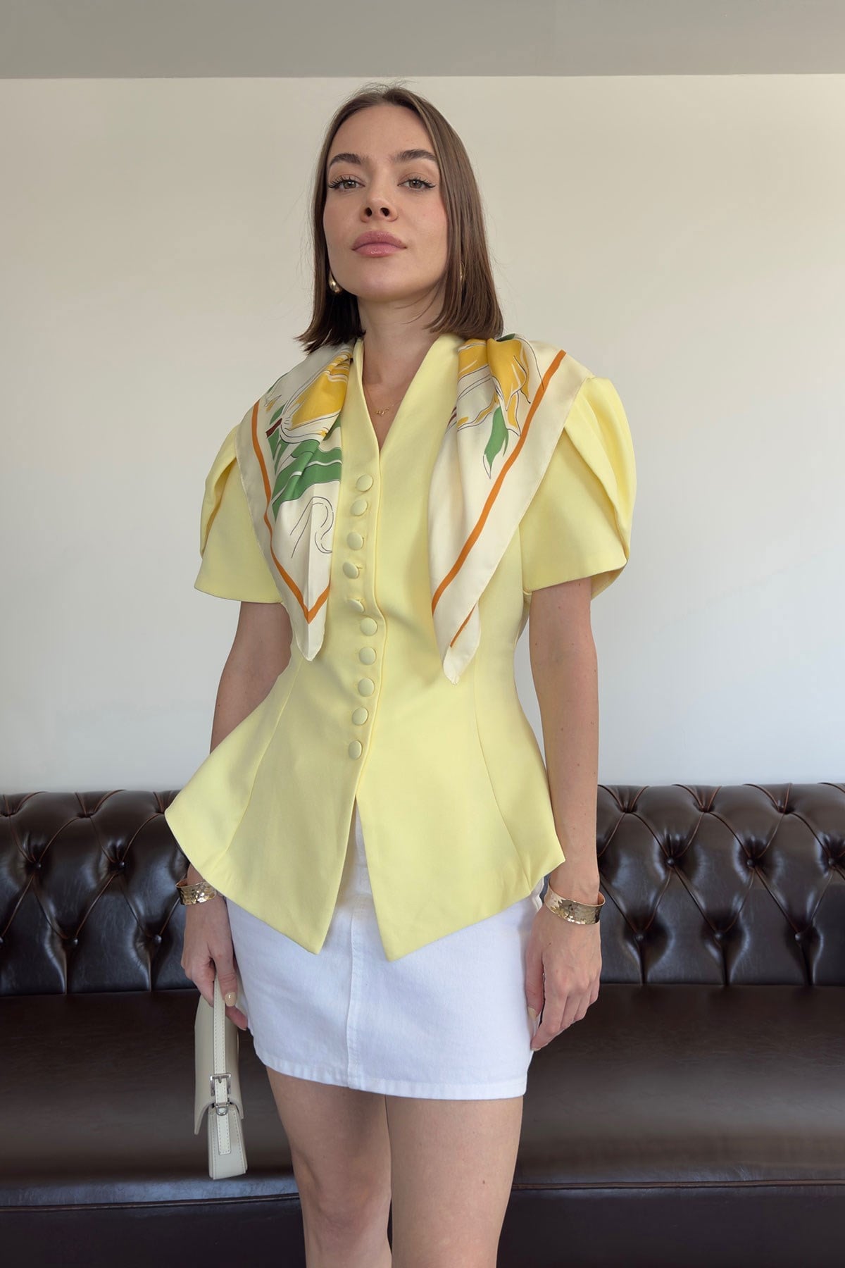 Prenses Kol Premium Ceket- SARI