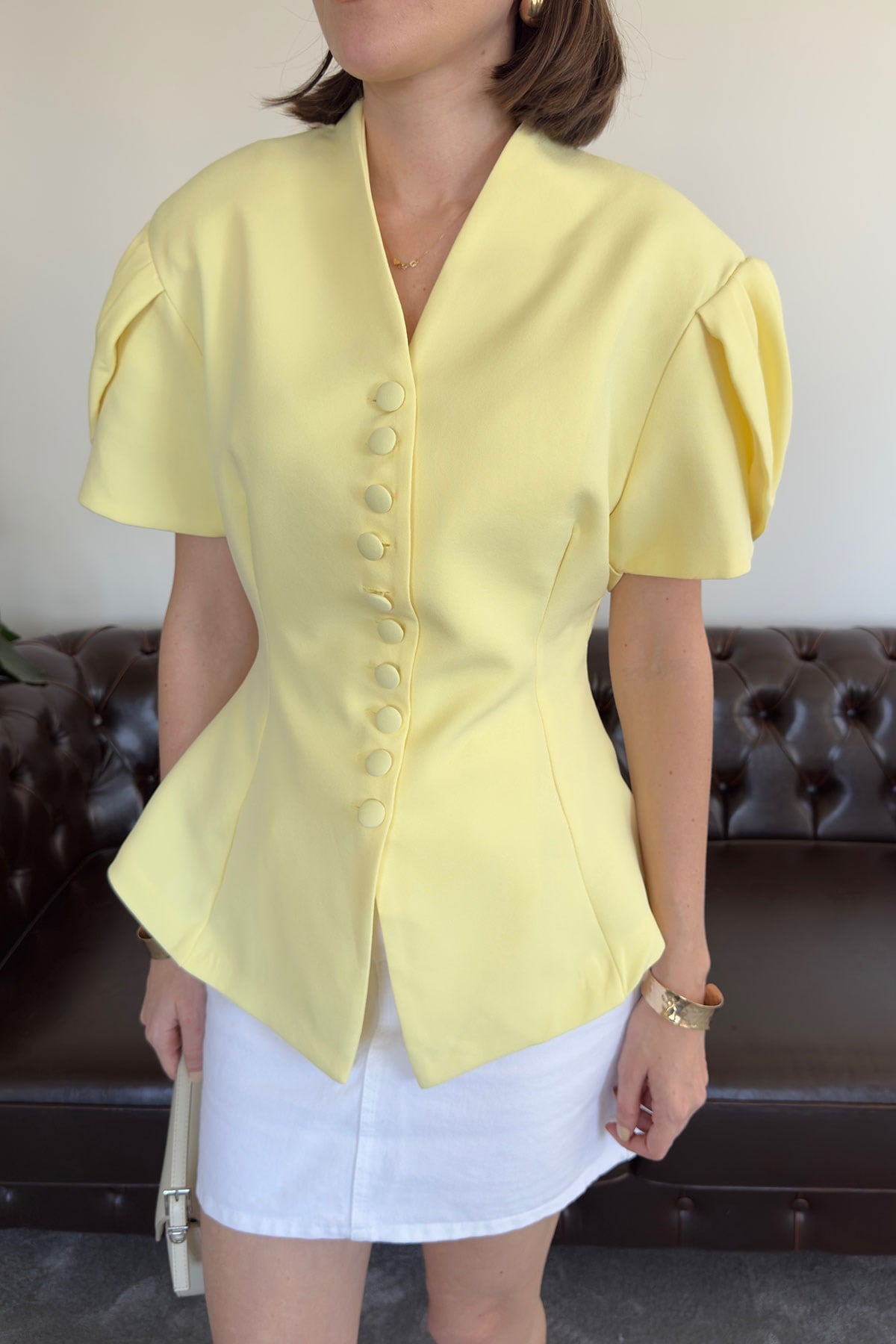 Prenses Kol Premium Ceket- SARI