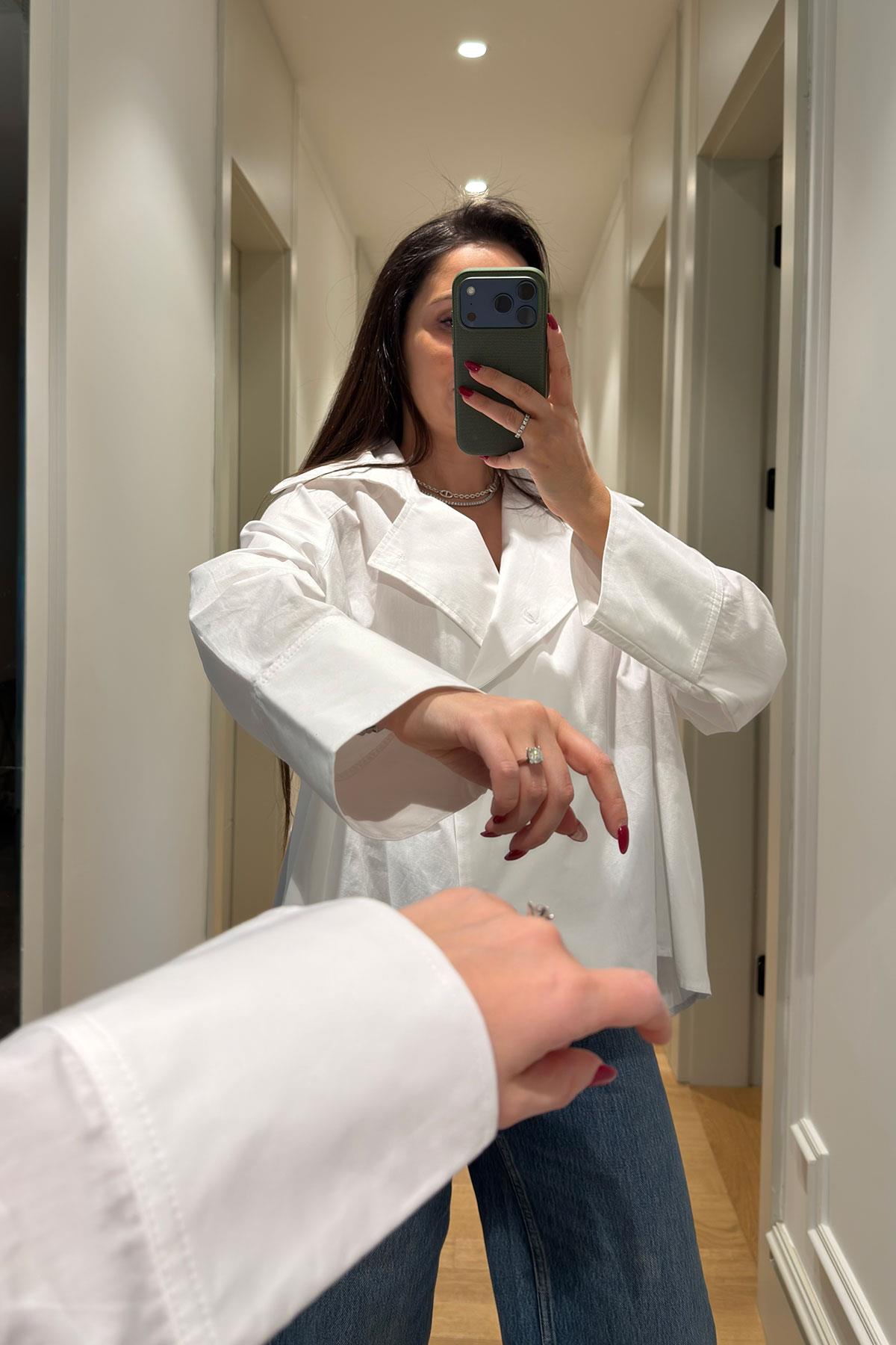 Reglan Kol Tasarım Premium Gömlek- BEYAZ
