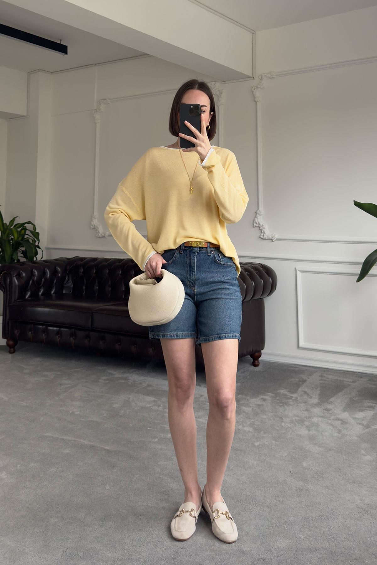 Regular Premium Denim Şort- MAVİ