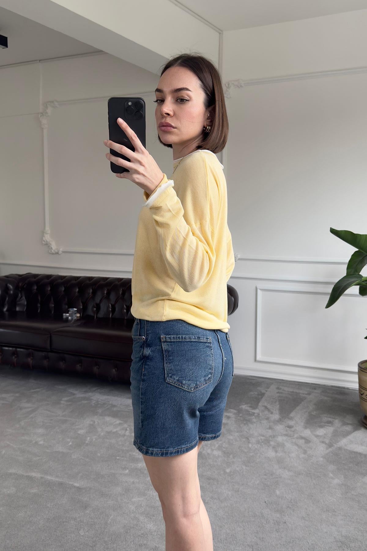 Regular Premium Denim Şort- MAVİ