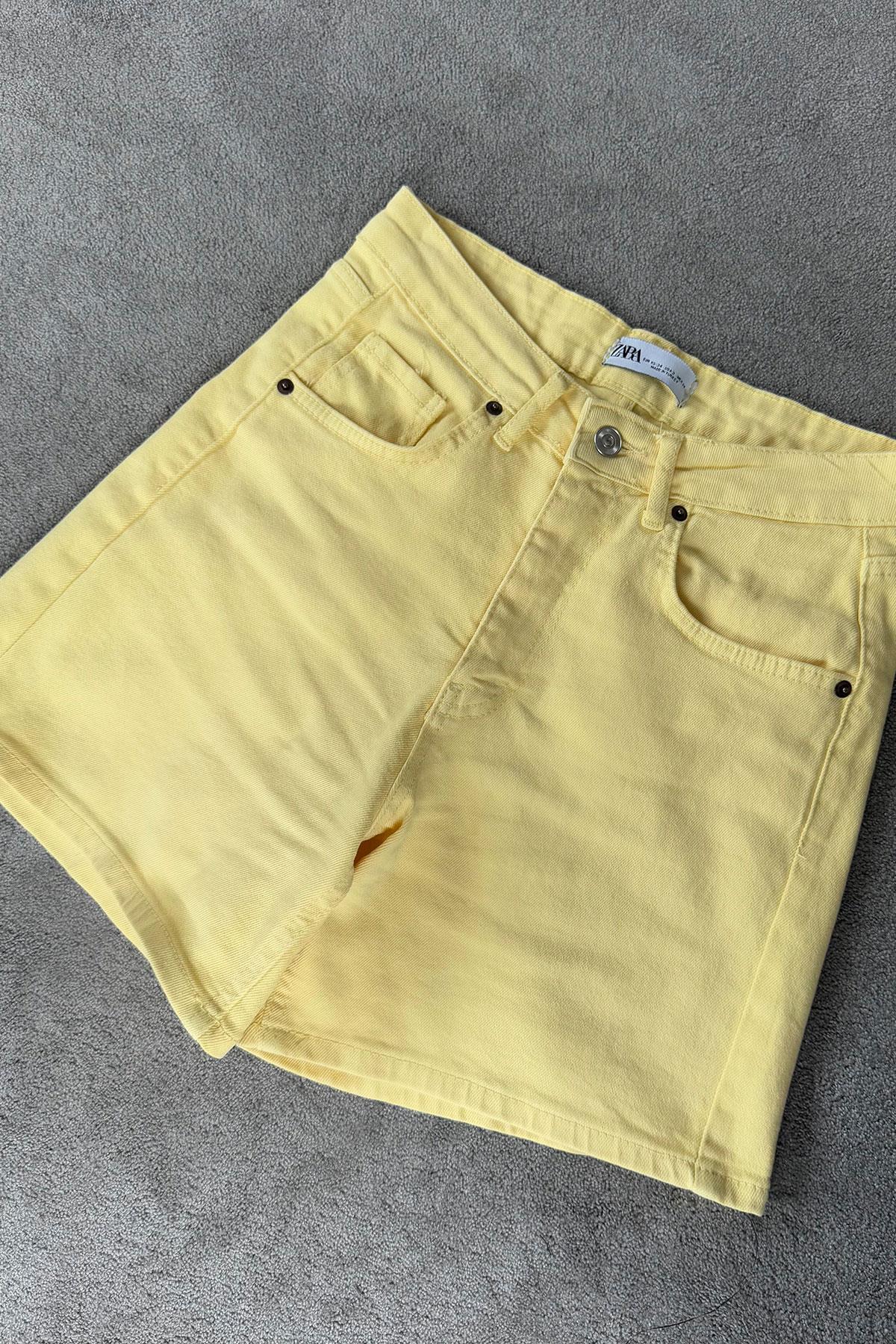 Regular Premium Denim Şort- SARI