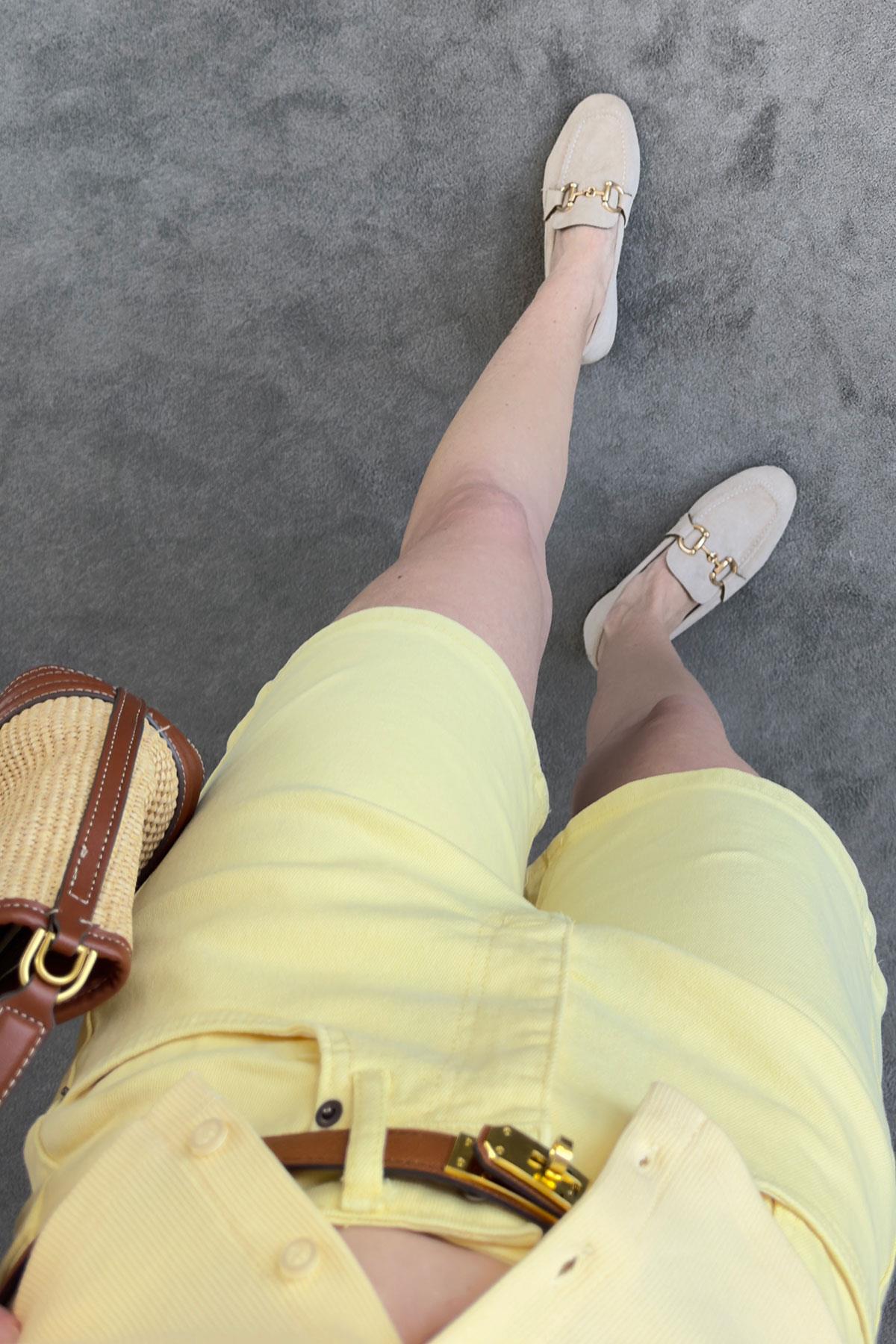 Regular Premium Denim Şort- SARI