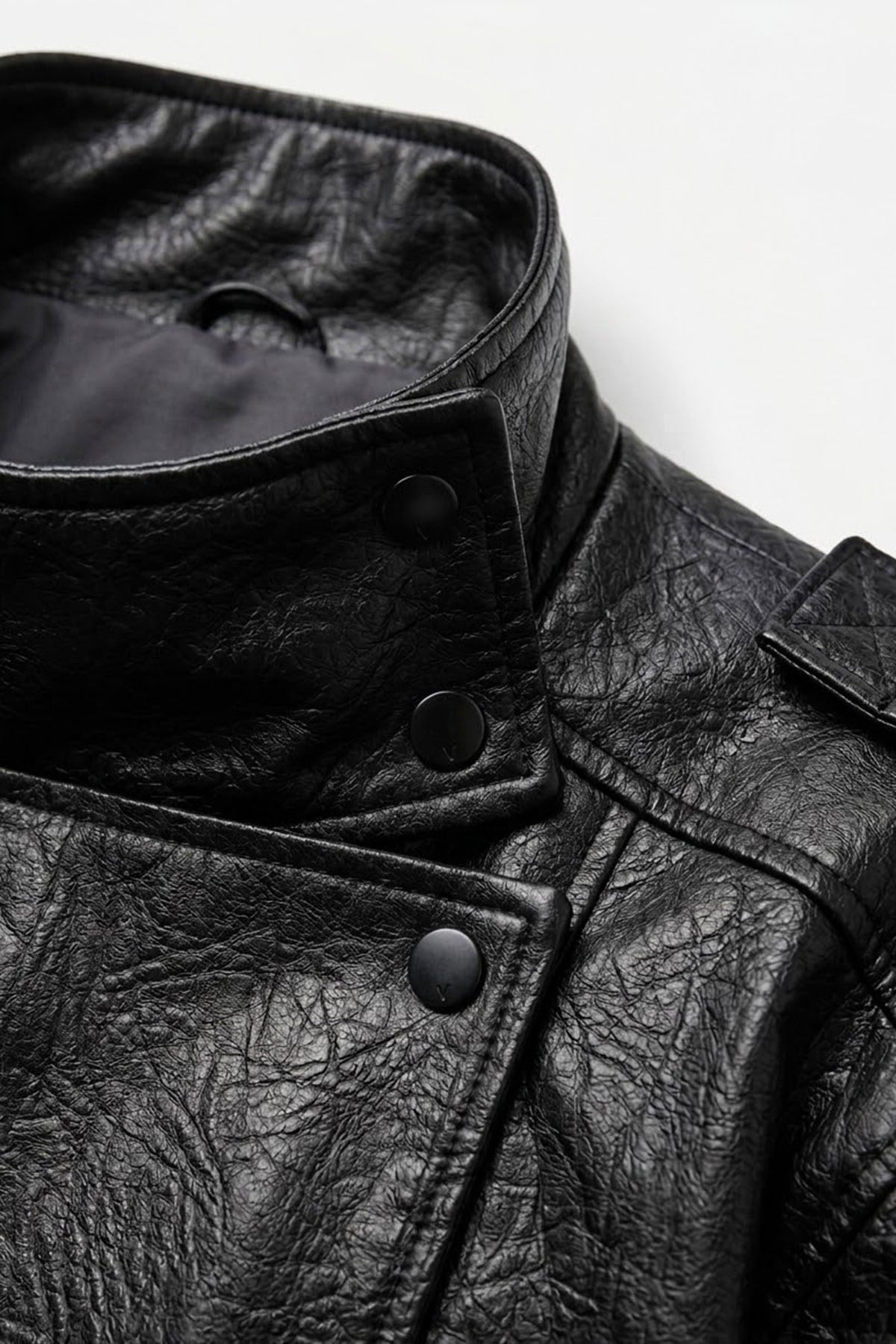 Suni Deri Özel Seri Biker Ceket- SİYAH