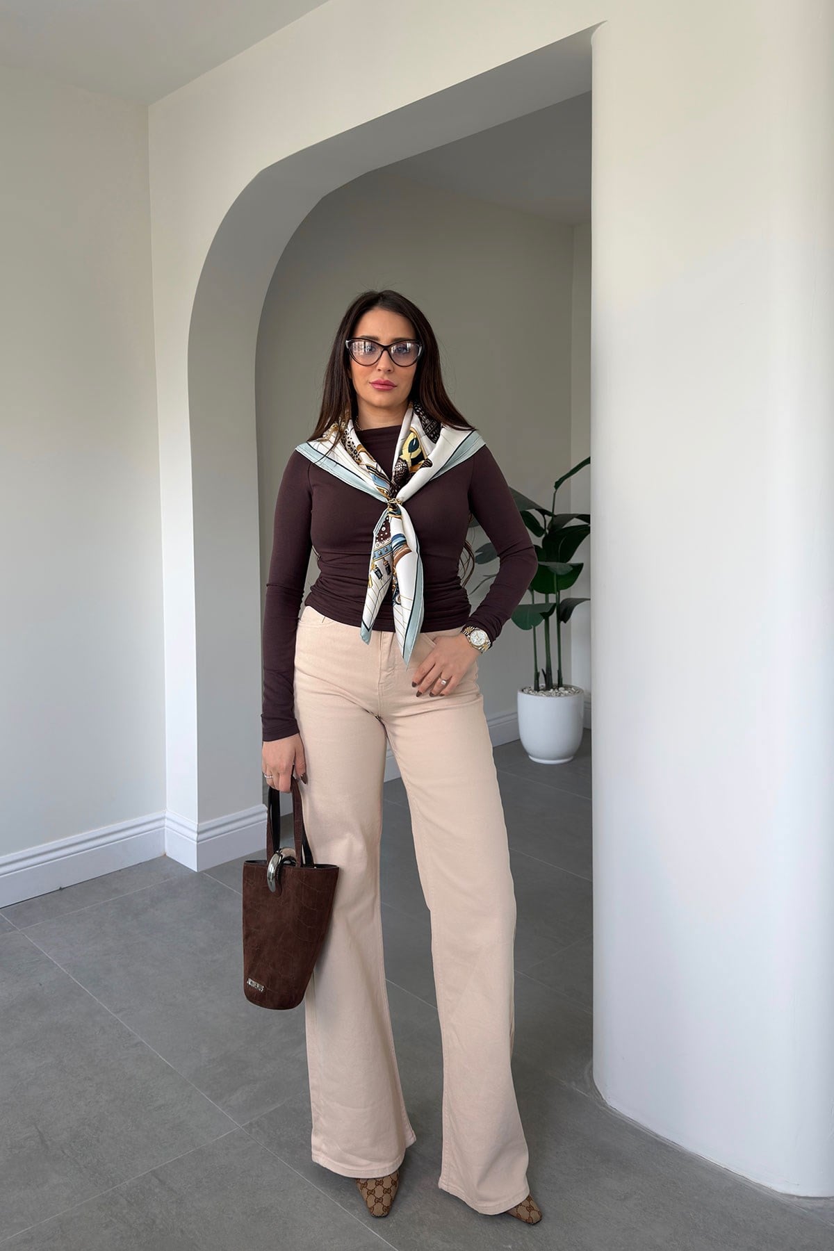Tintli Wide Leg Jean- BEJ