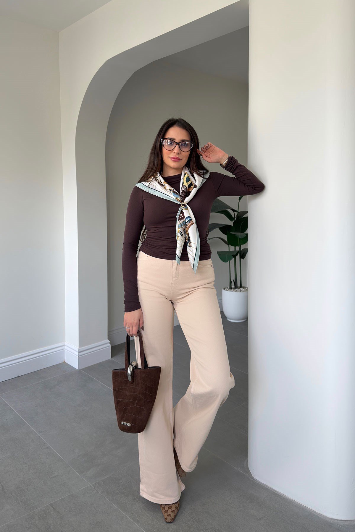 Tintli Wide Leg Jean- BEJ
