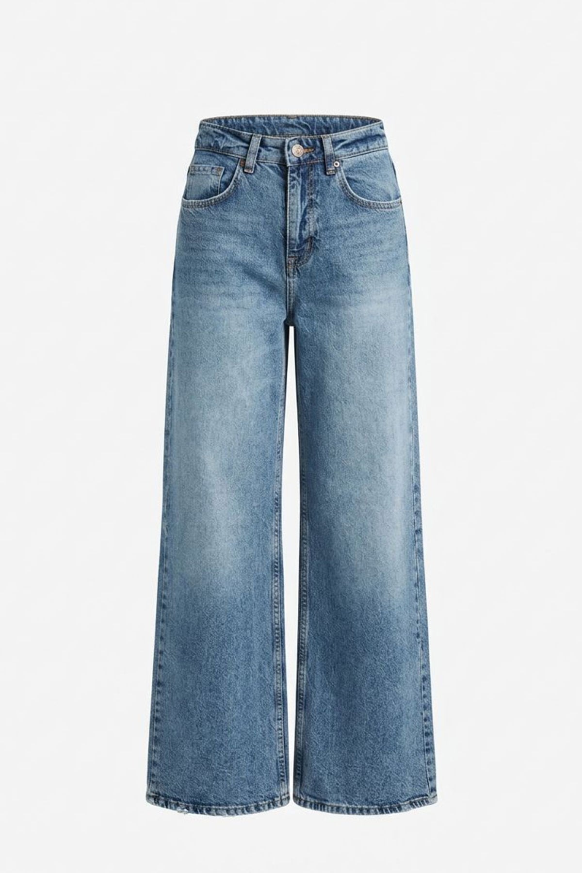 Tintli Wide Leg Jean Kar Yıkama- MAVİ